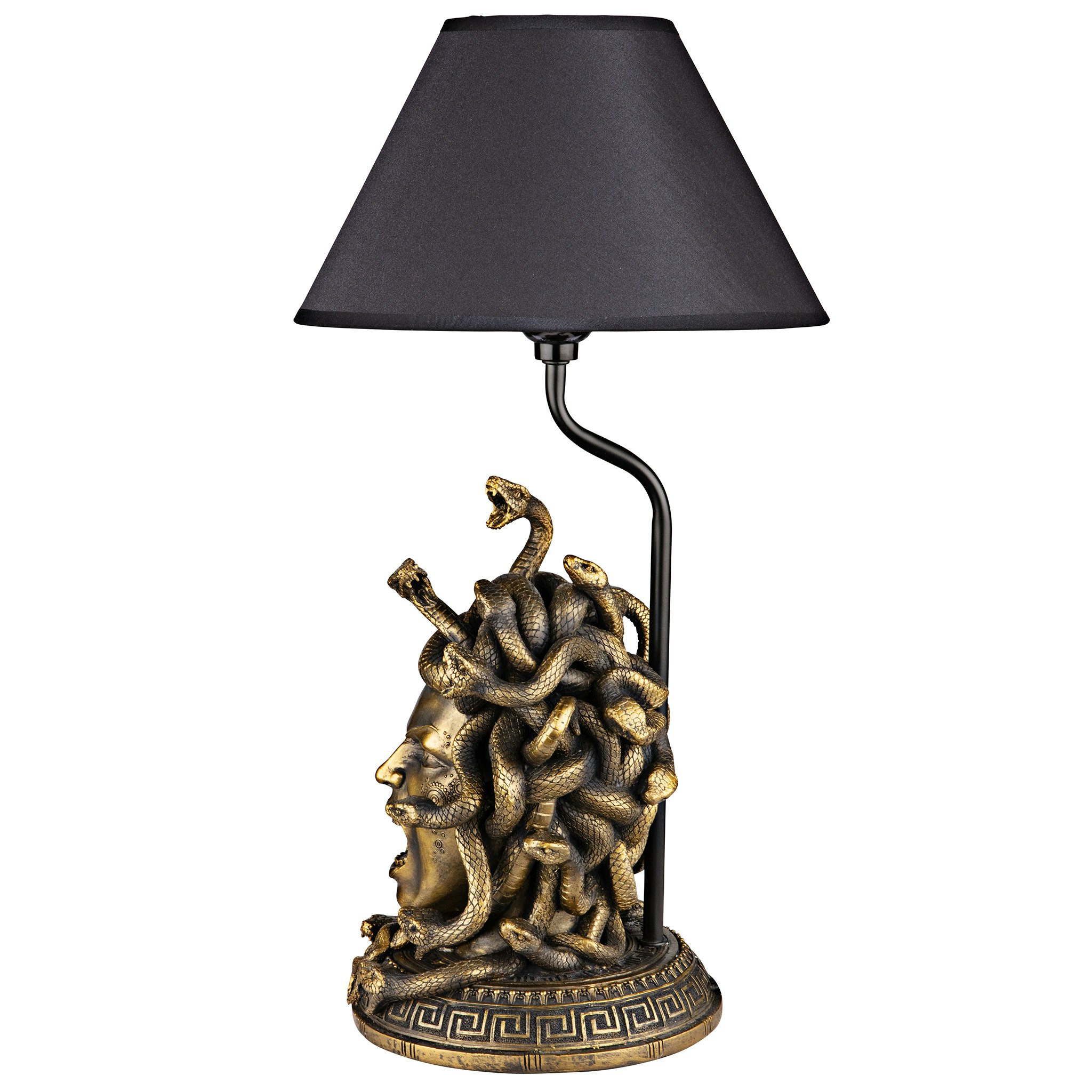 Toscano - Medusa the Greek Snake-Haired Gorgon Sculptural Table Lamp in Gold, Designer Resin