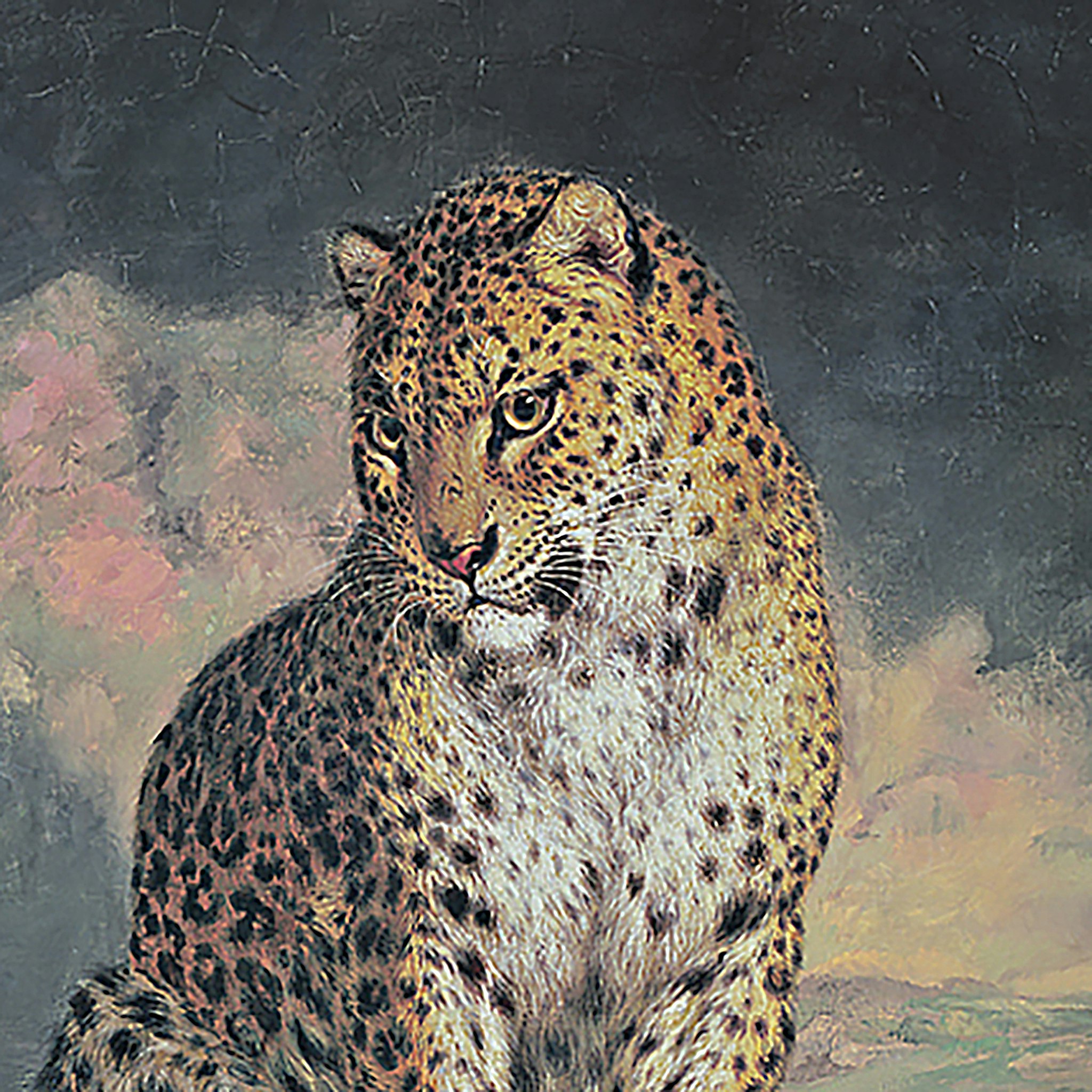 Toscano A Pair of Leopards Framed Canvas Replica Painting - Large