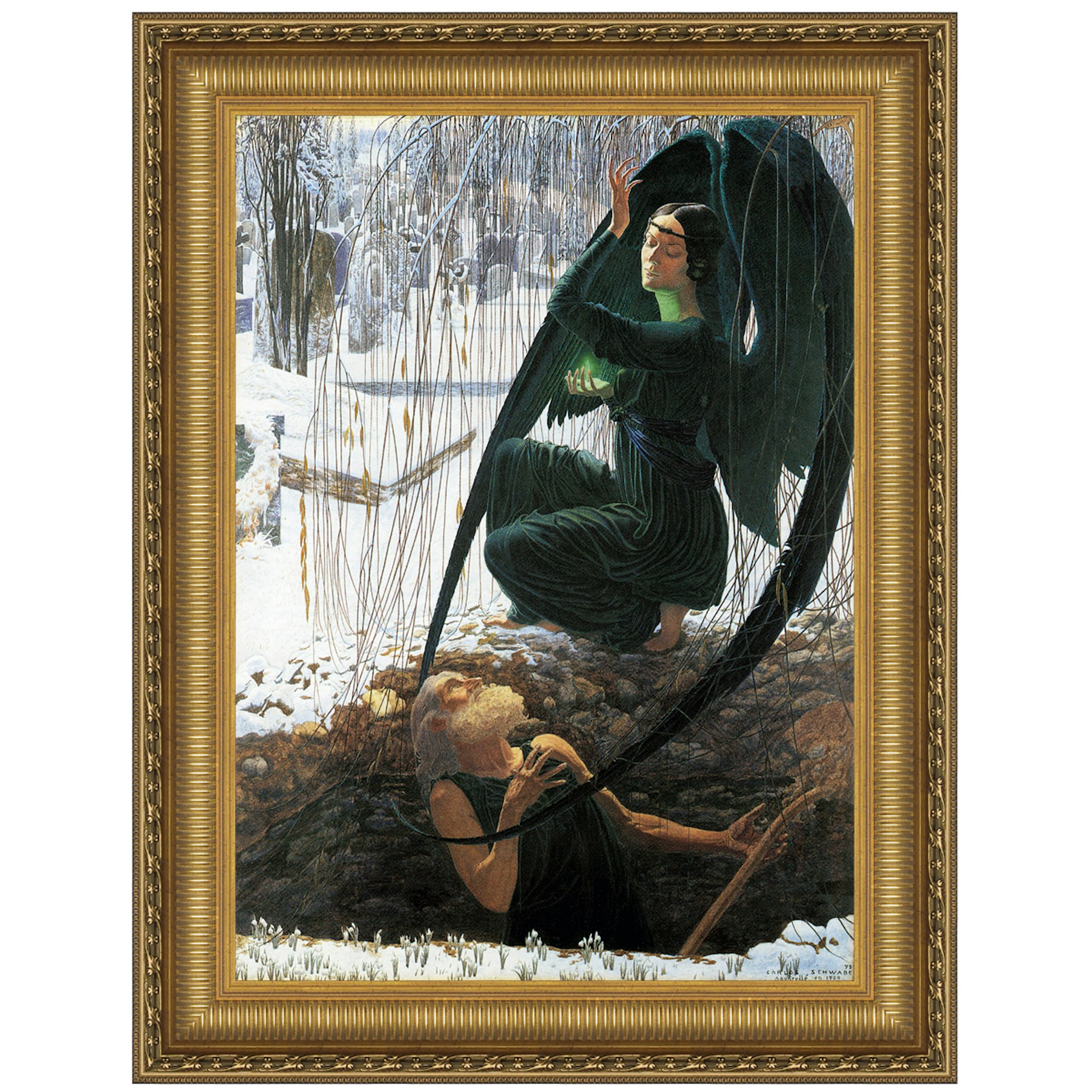 Toscano - The Death of the Gravedigger Framed Canvas Replica Painting