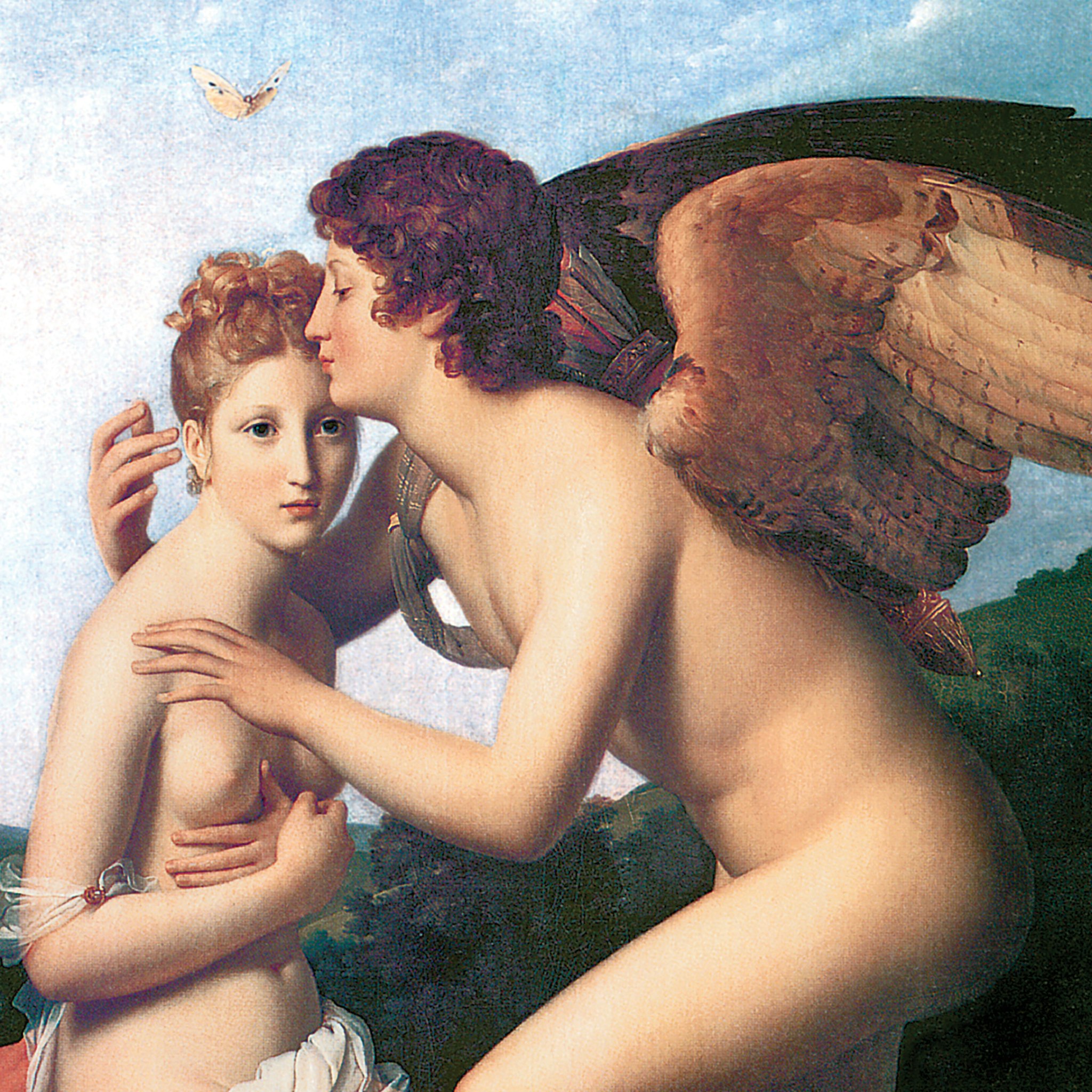 Toscano Psyche and Cupid Framed Canvas Replica Painting - Small