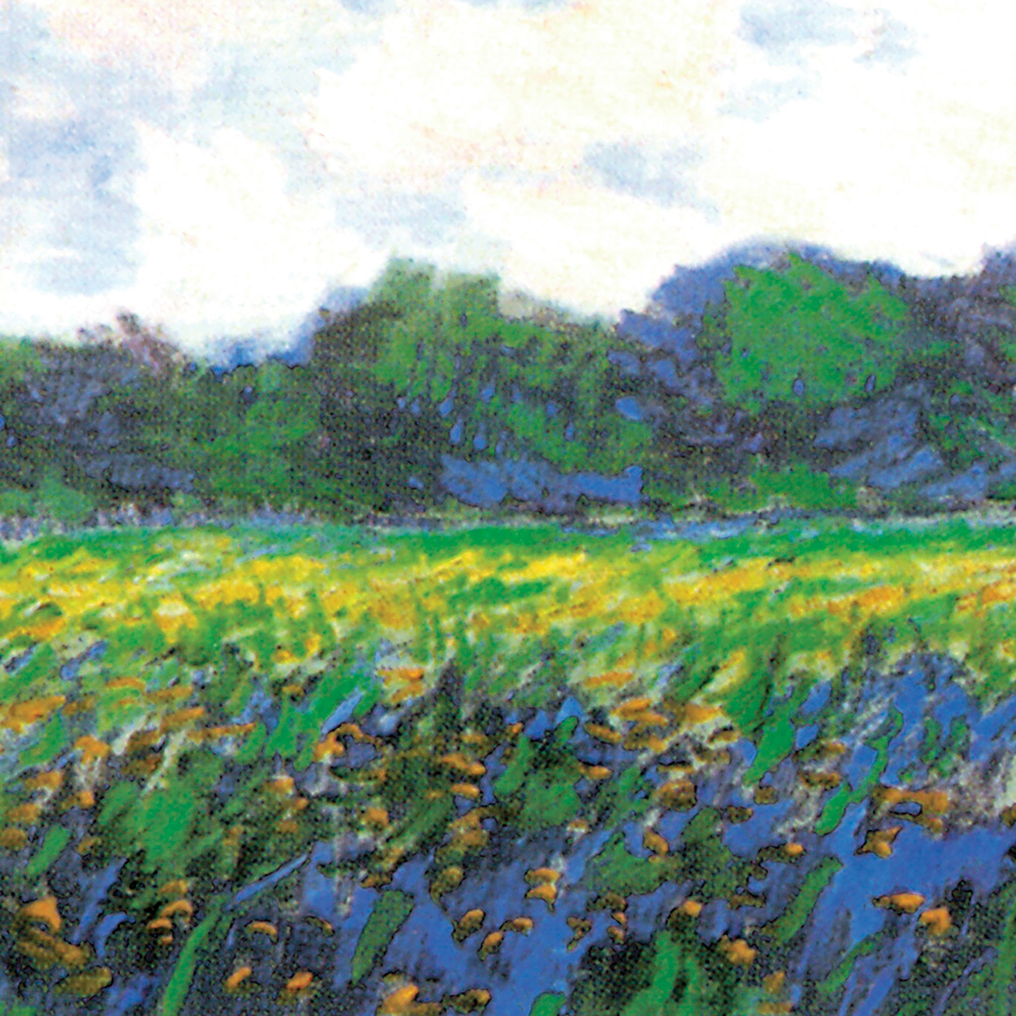 Toscano Field of Yellow Irises at Giverny Framed Canvas Replica Painting - Small