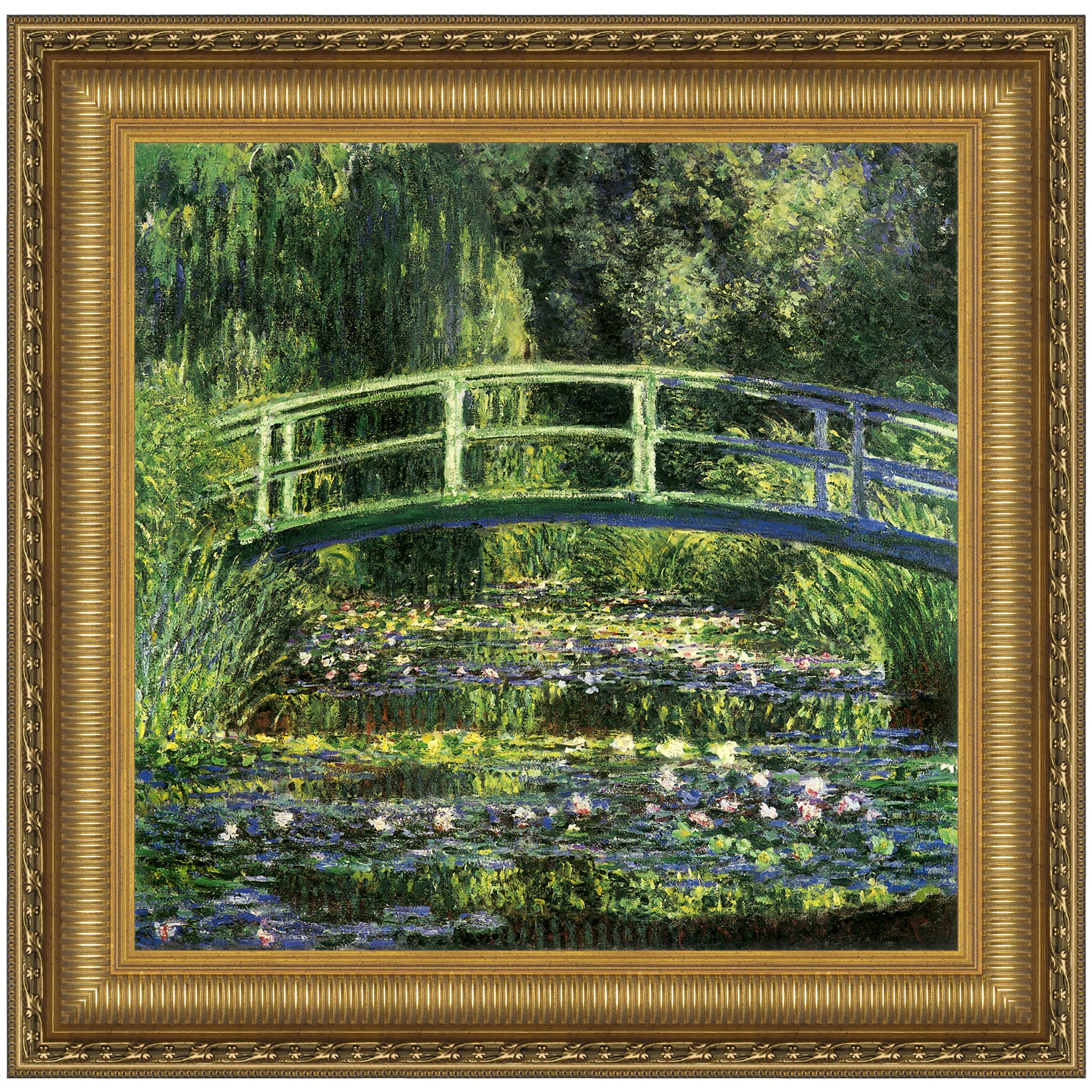 Toscano - Bridge Over a Pond of Water Lilies Framed Canvas Replica Painting