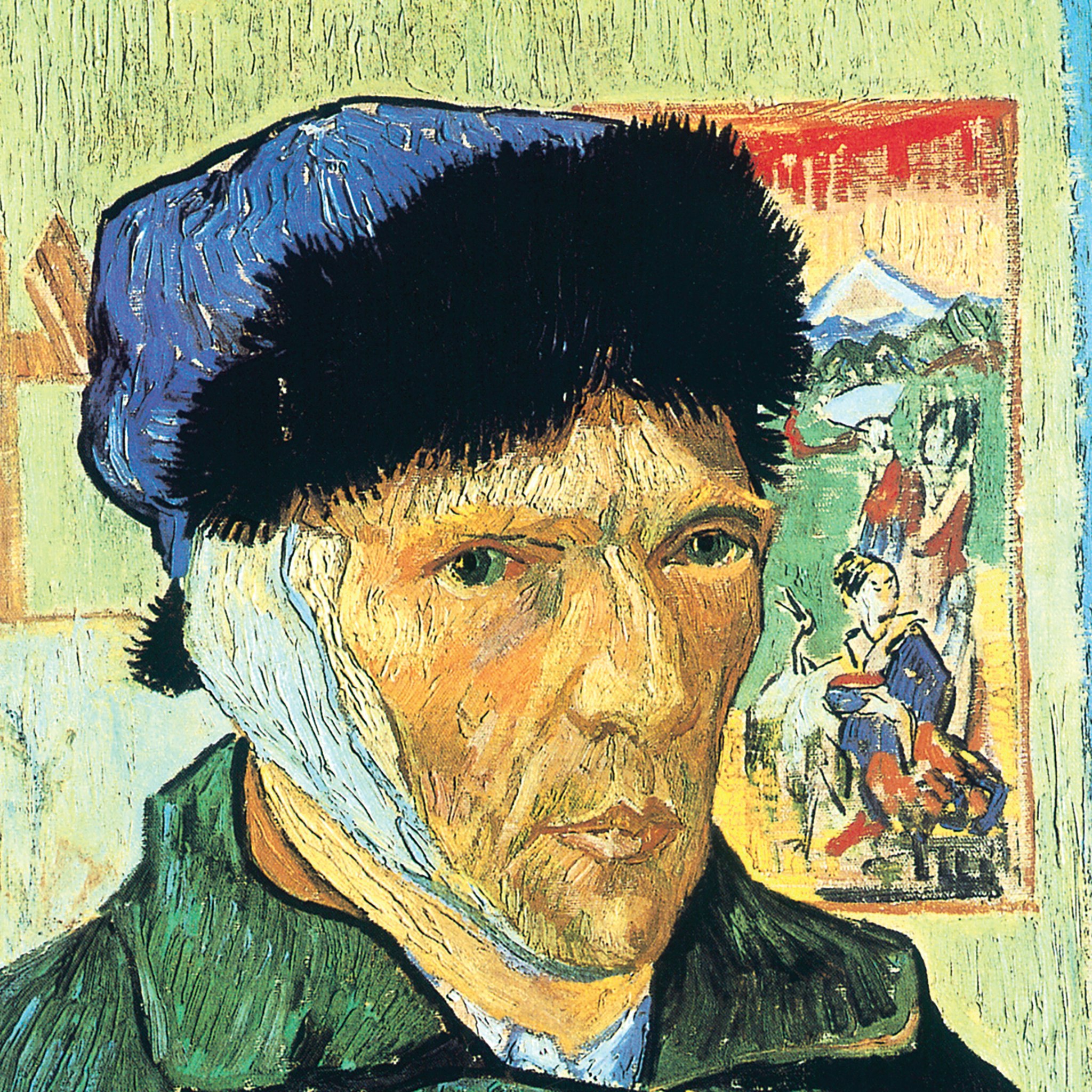 Toscano Self Portrait with Bandaged Ear Framed Canvas Replica Painting - Small