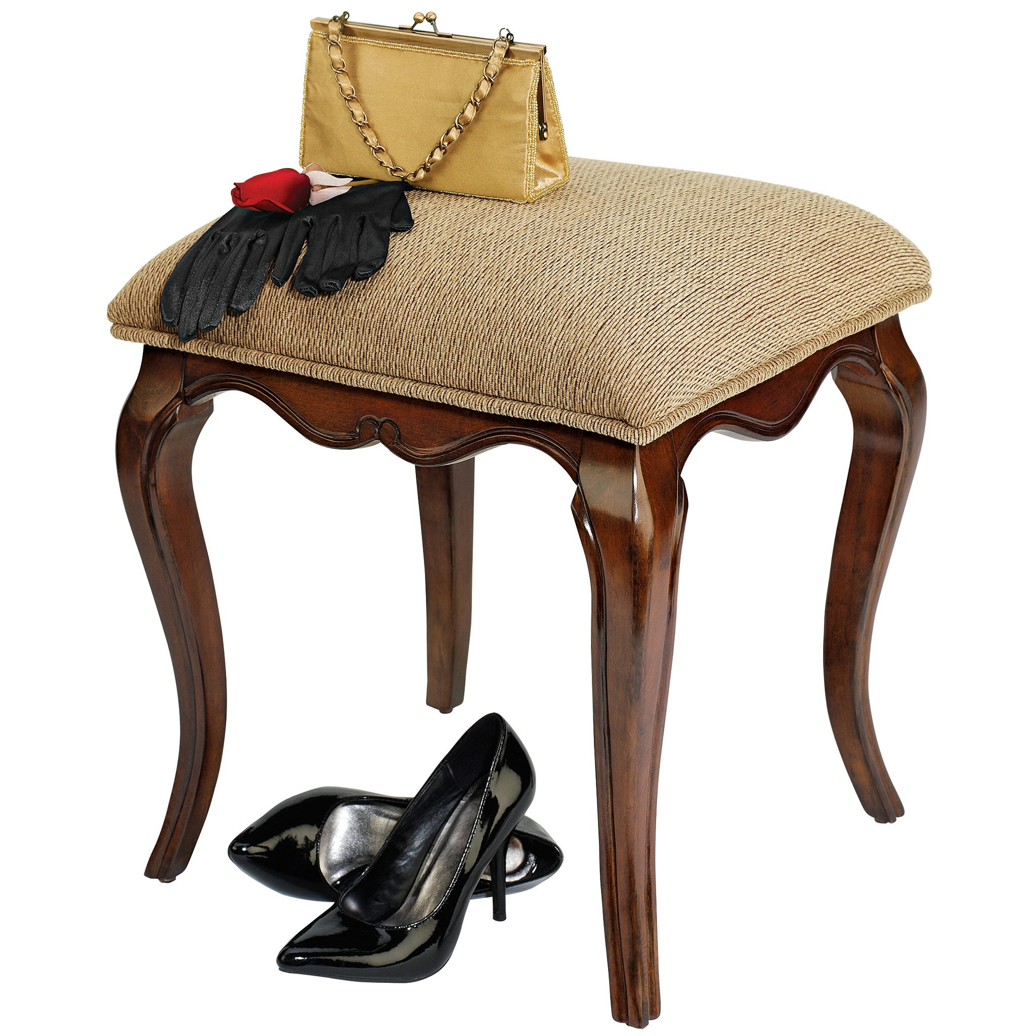 Toscano - Lady Guinevere Vanity Stool in Fabric/Hardwood