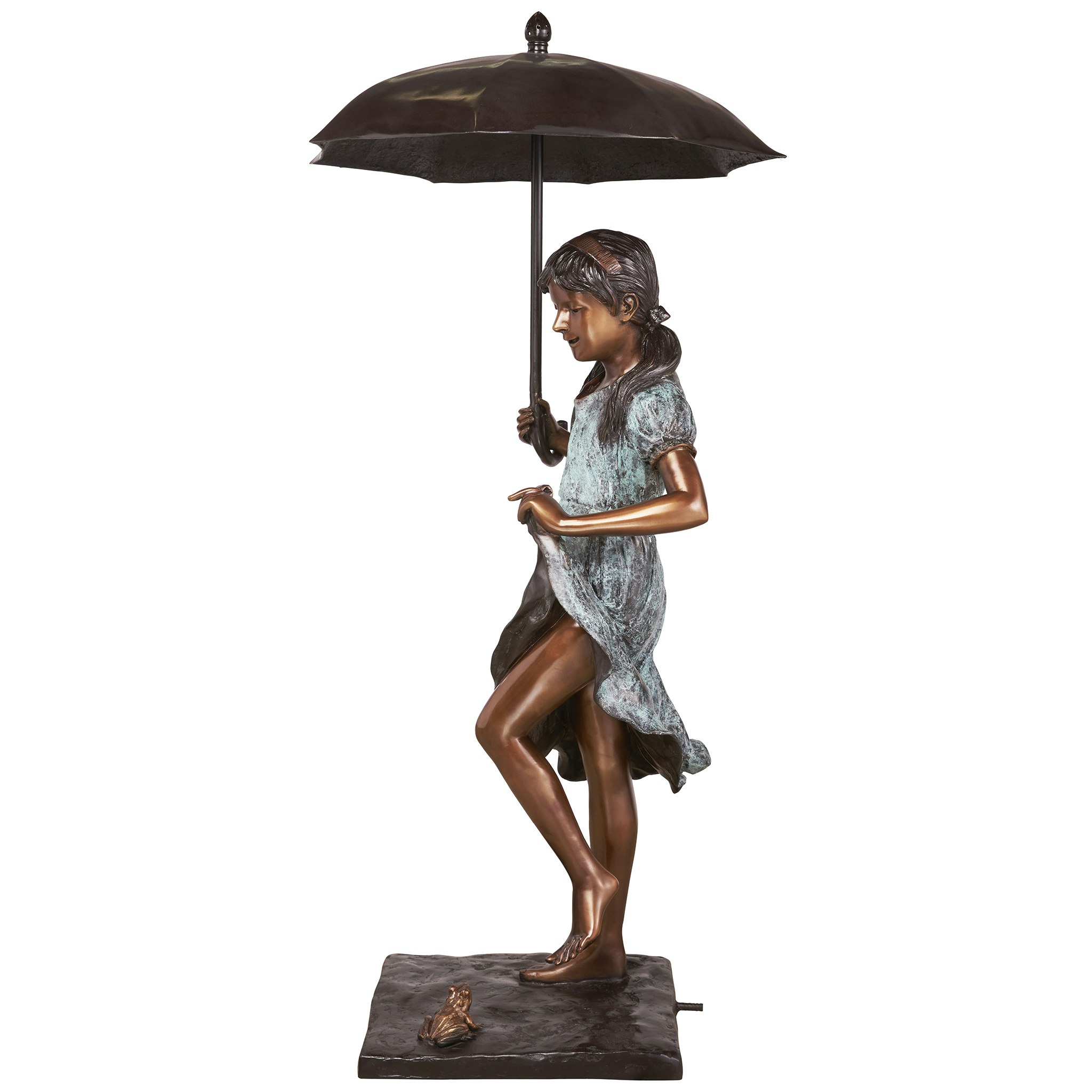 Toscano - Singing in the Rain Young Girl with Umbrella Garden Statue