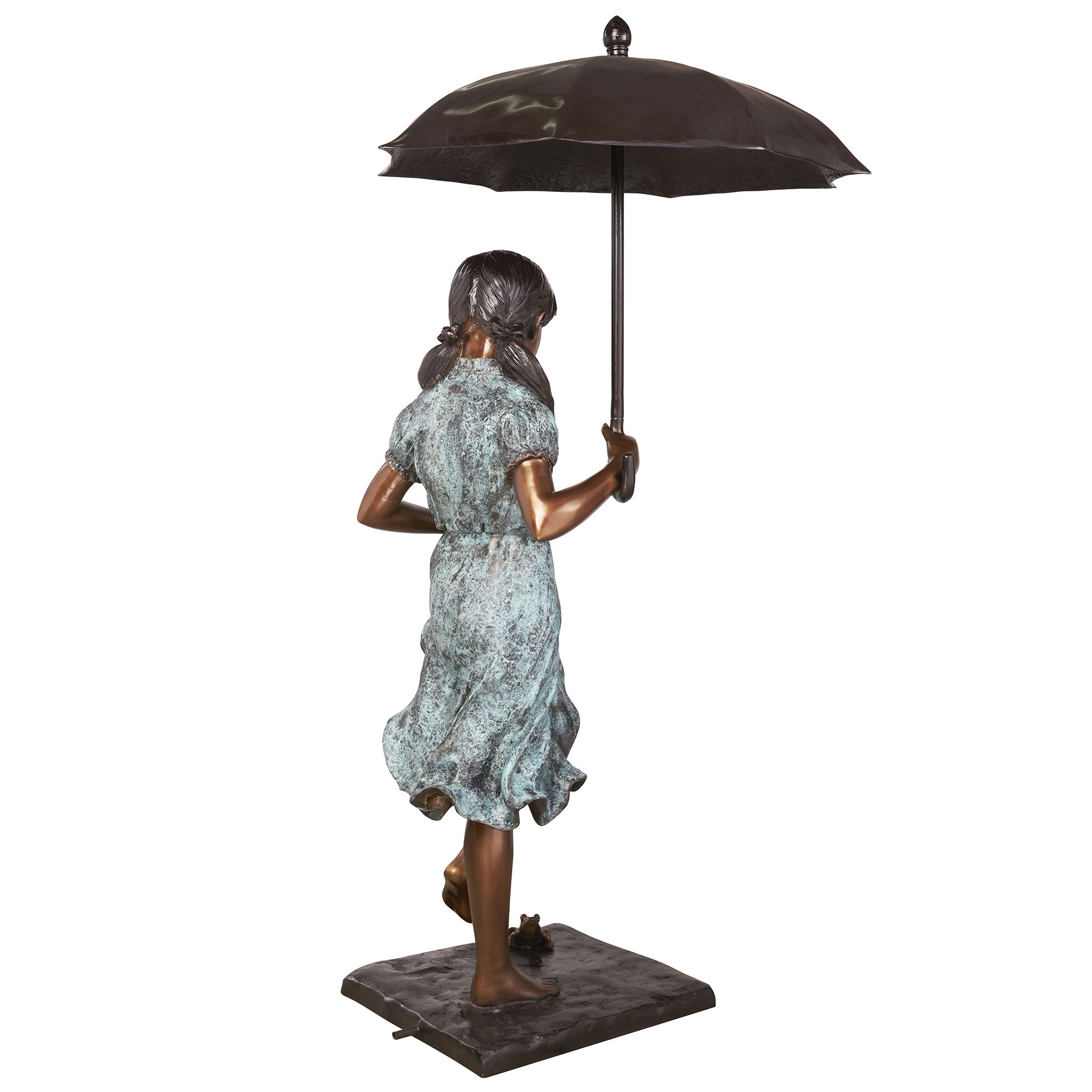 Toscano - Singing in the Rain Young Girl with Umbrella Garden Statue