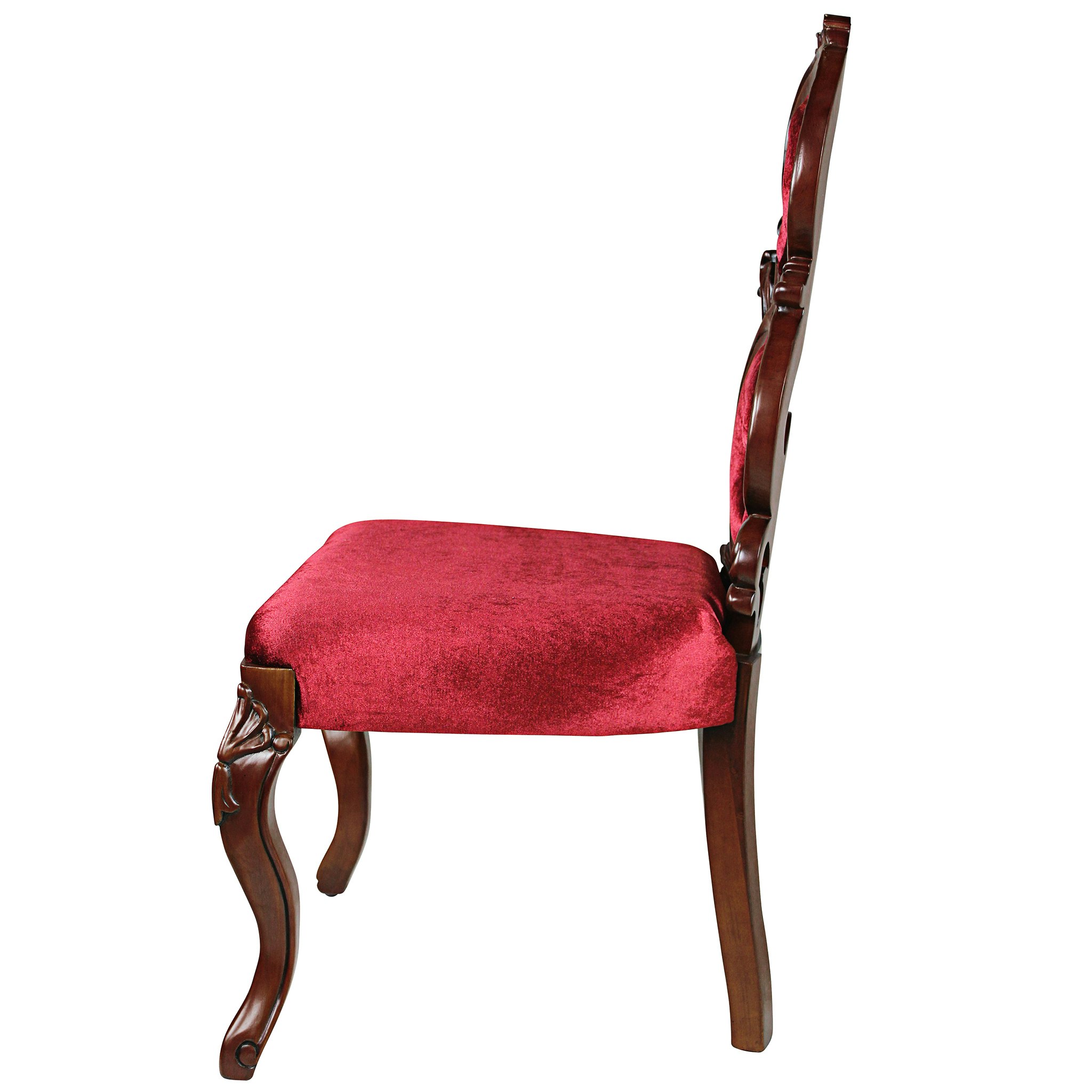 Toscano - Graceful Curve Renaissance Accent Chair in Red, Velvet/Wood