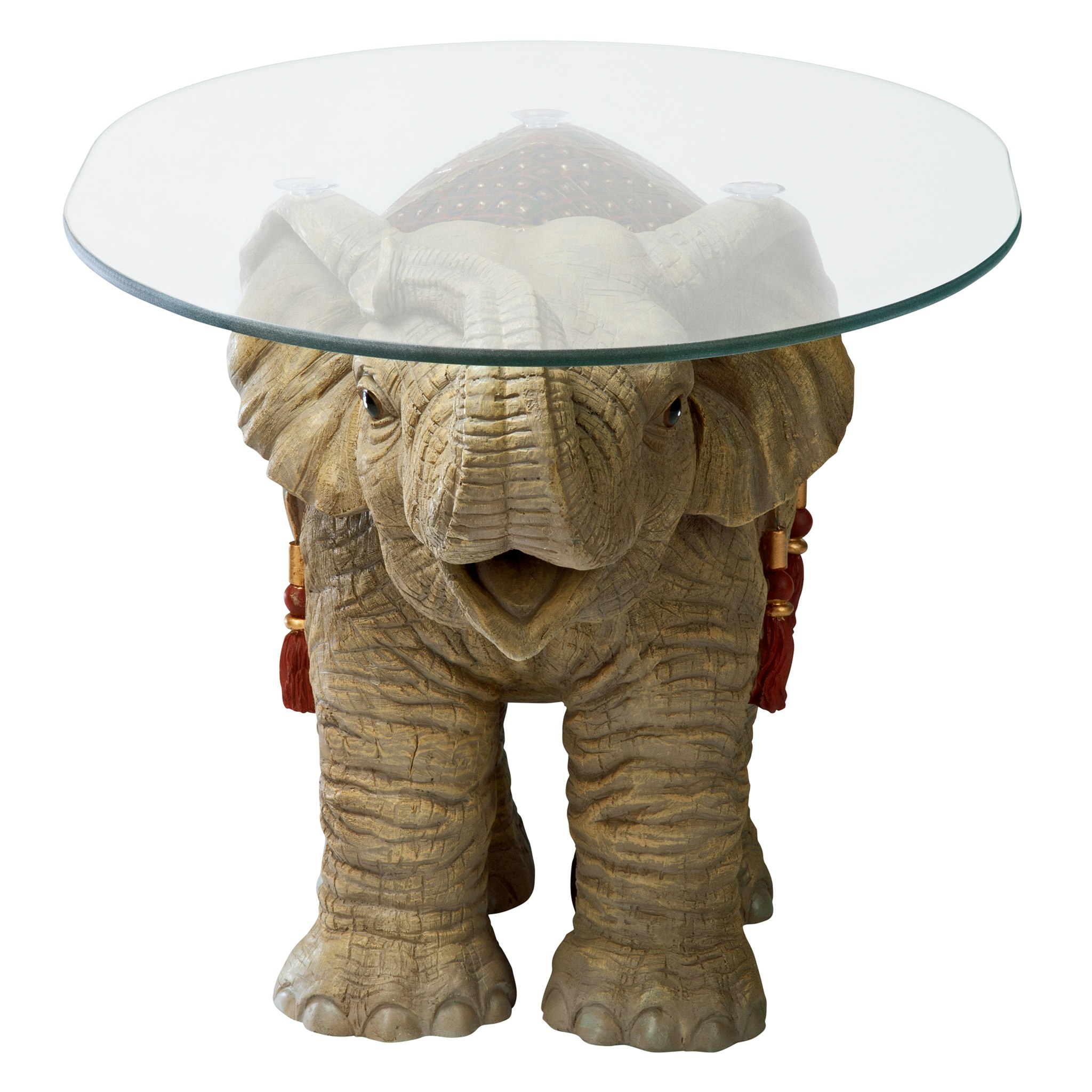 Toscano - Jaipur Elephant Festival Glass-Topped Coffee Table in Designer Resin