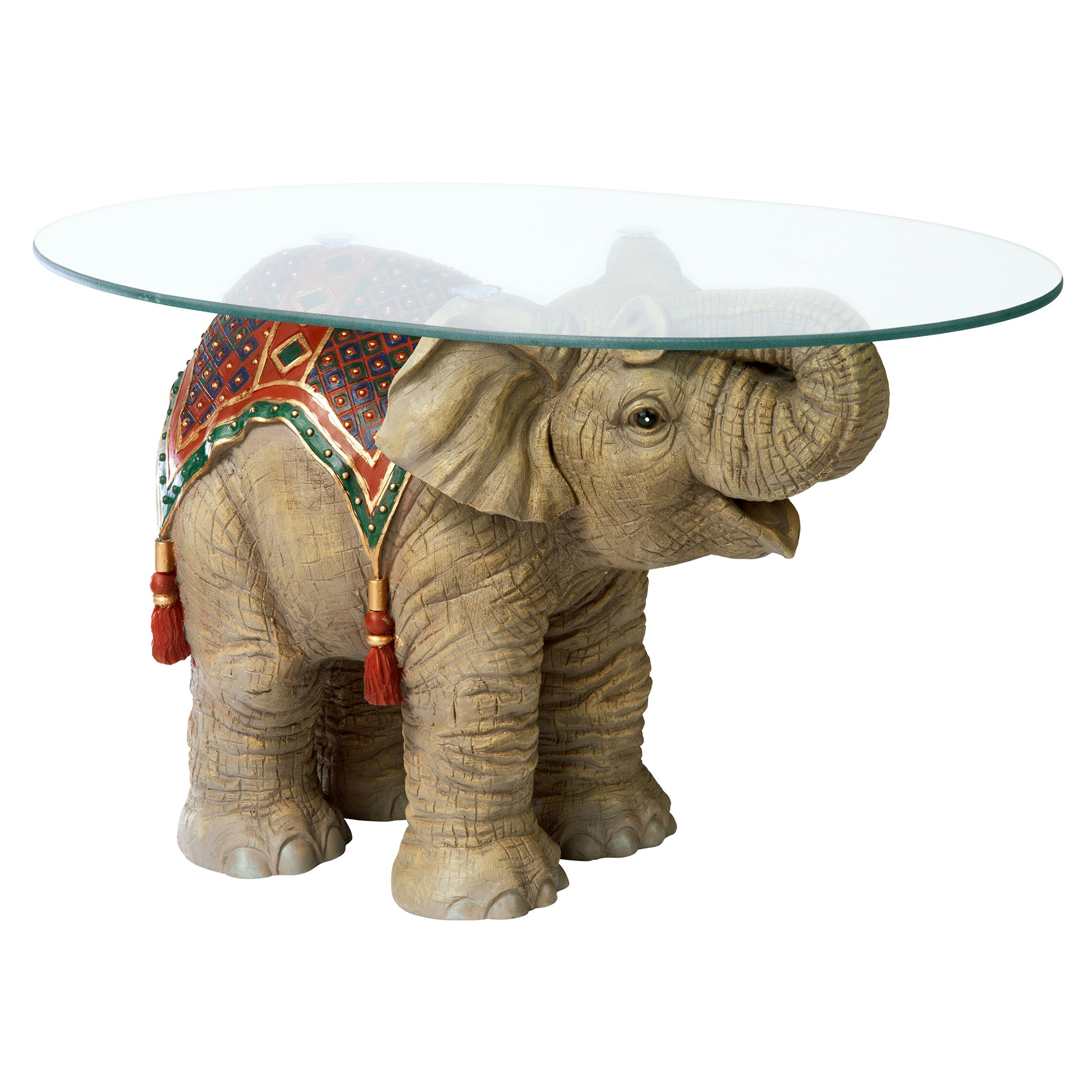 Toscano - Jaipur Elephant Festival Glass-Topped Coffee Table in Designer Resin