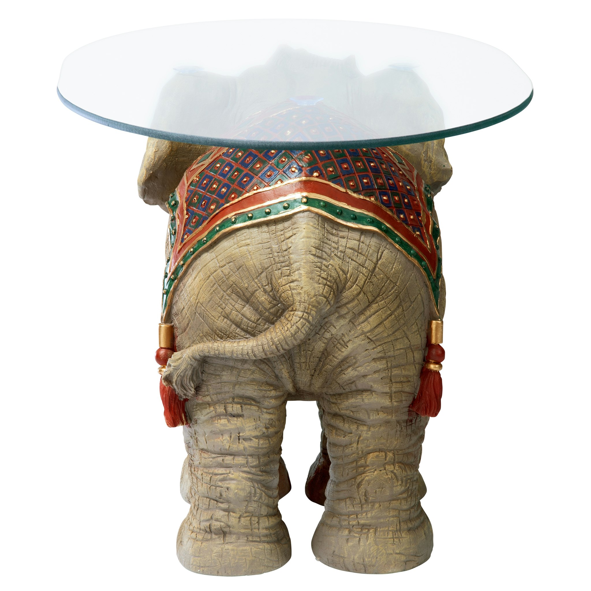 Toscano - Jaipur Elephant Festival Glass-Topped Coffee Table in Designer Resin