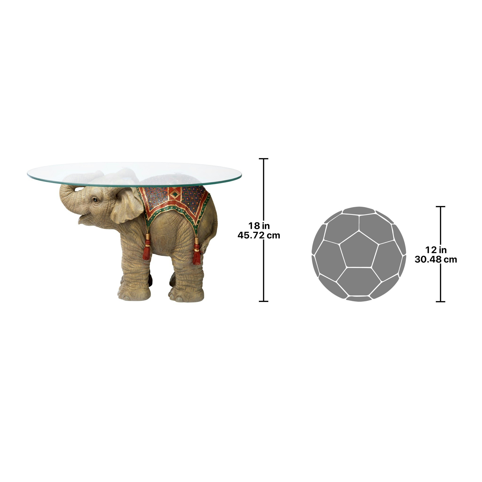 Toscano - Jaipur Elephant Festival Glass-Topped Coffee Table in Designer Resin