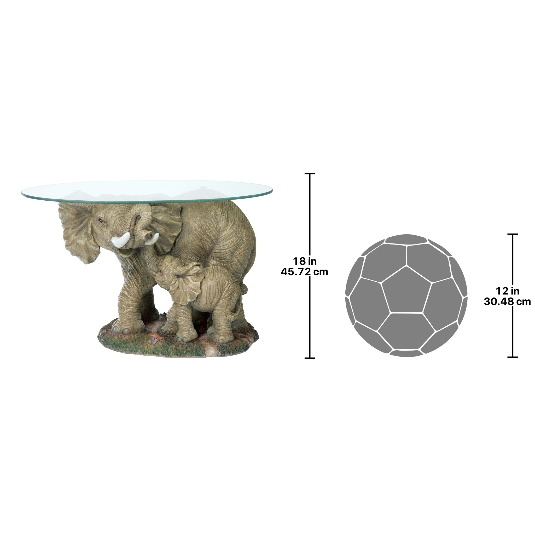 Toscano - Elephant Majesty Glass-Topped Sculptural Coffee Table in Designer Resin