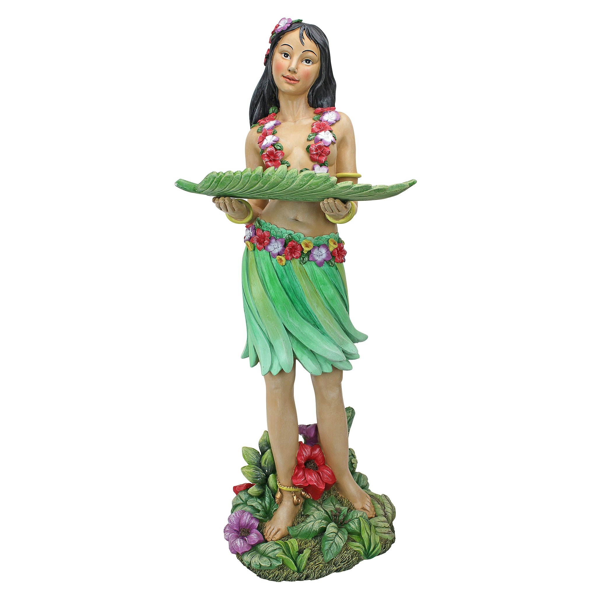 Toscano - Hawaiian Hula Girl Wahine Butler Sculptural Pedestal Table in Designer Resin