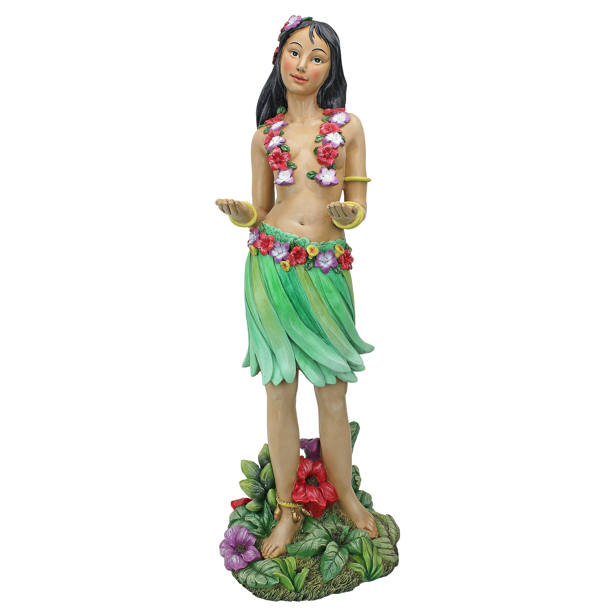 Toscano - Hawaiian Hula Girl Wahine Butler Sculptural Pedestal Table in Designer Resin