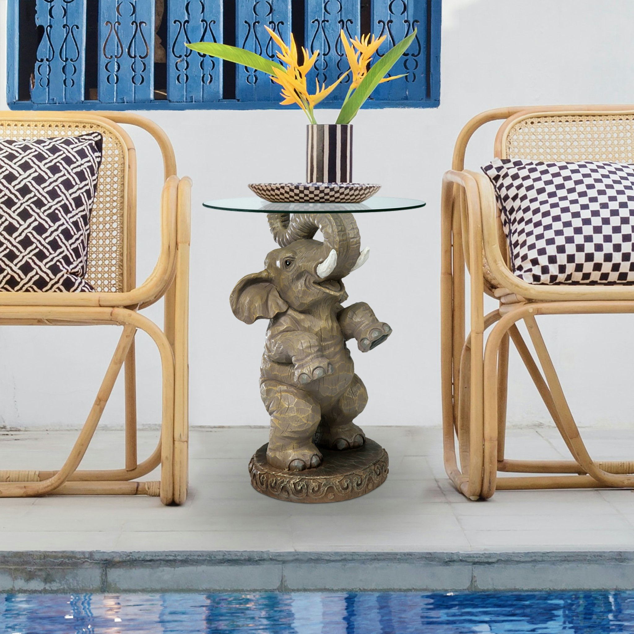 Toscano - Good Fortune Elephant Sculpture Table in Designer Resin