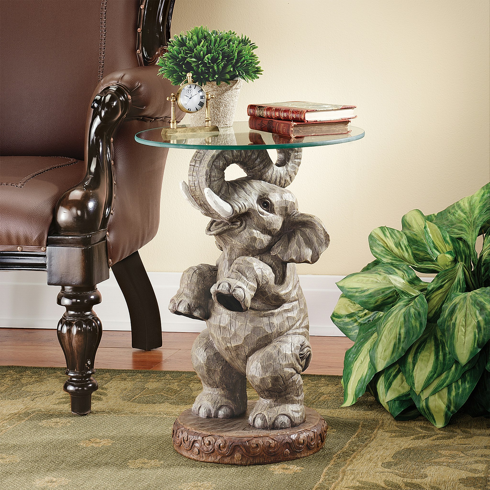 Toscano - Good Fortune Elephant Sculpture Table in Designer Resin