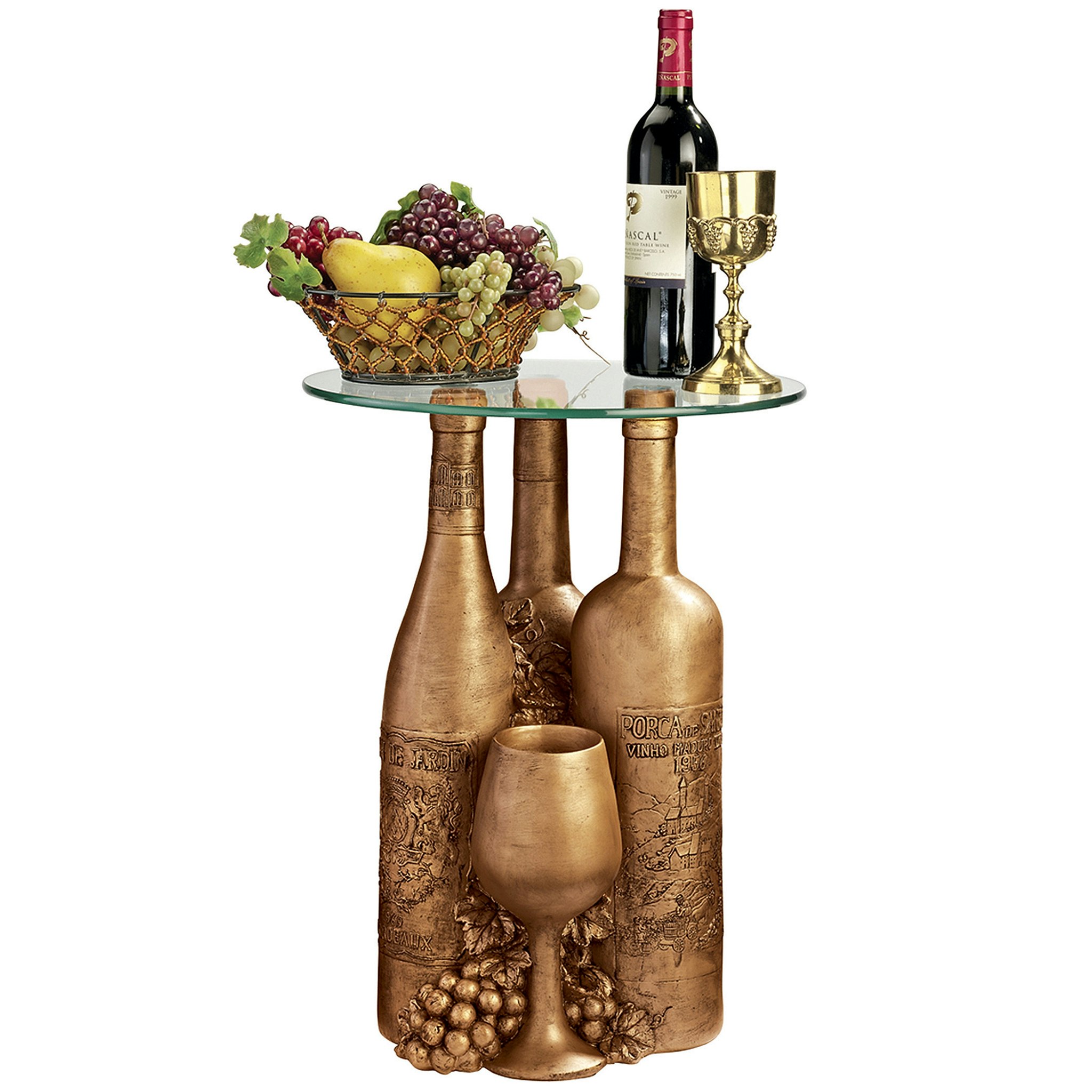 Toscano - Wine and Dine Sculptural Glass-Topped Table in Designer Resin