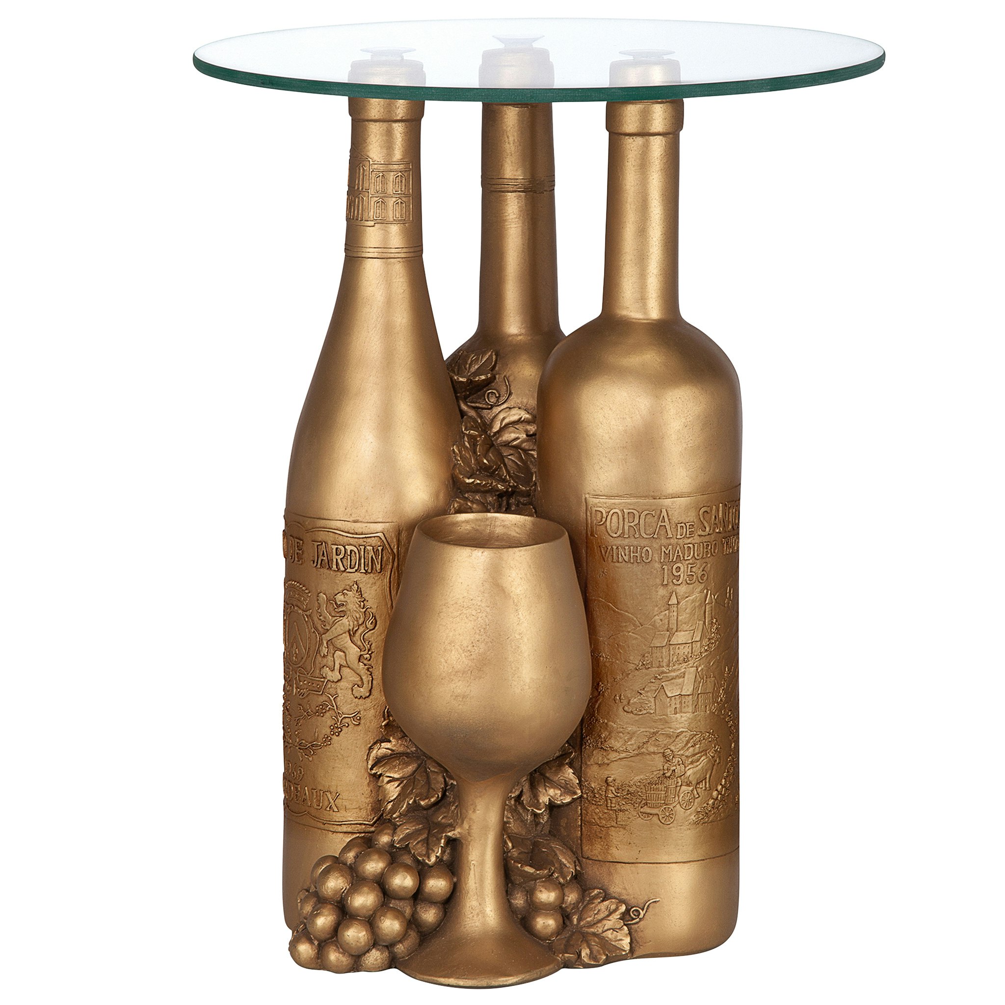 Toscano - Wine and Dine Sculptural Glass-Topped Table in Designer Resin