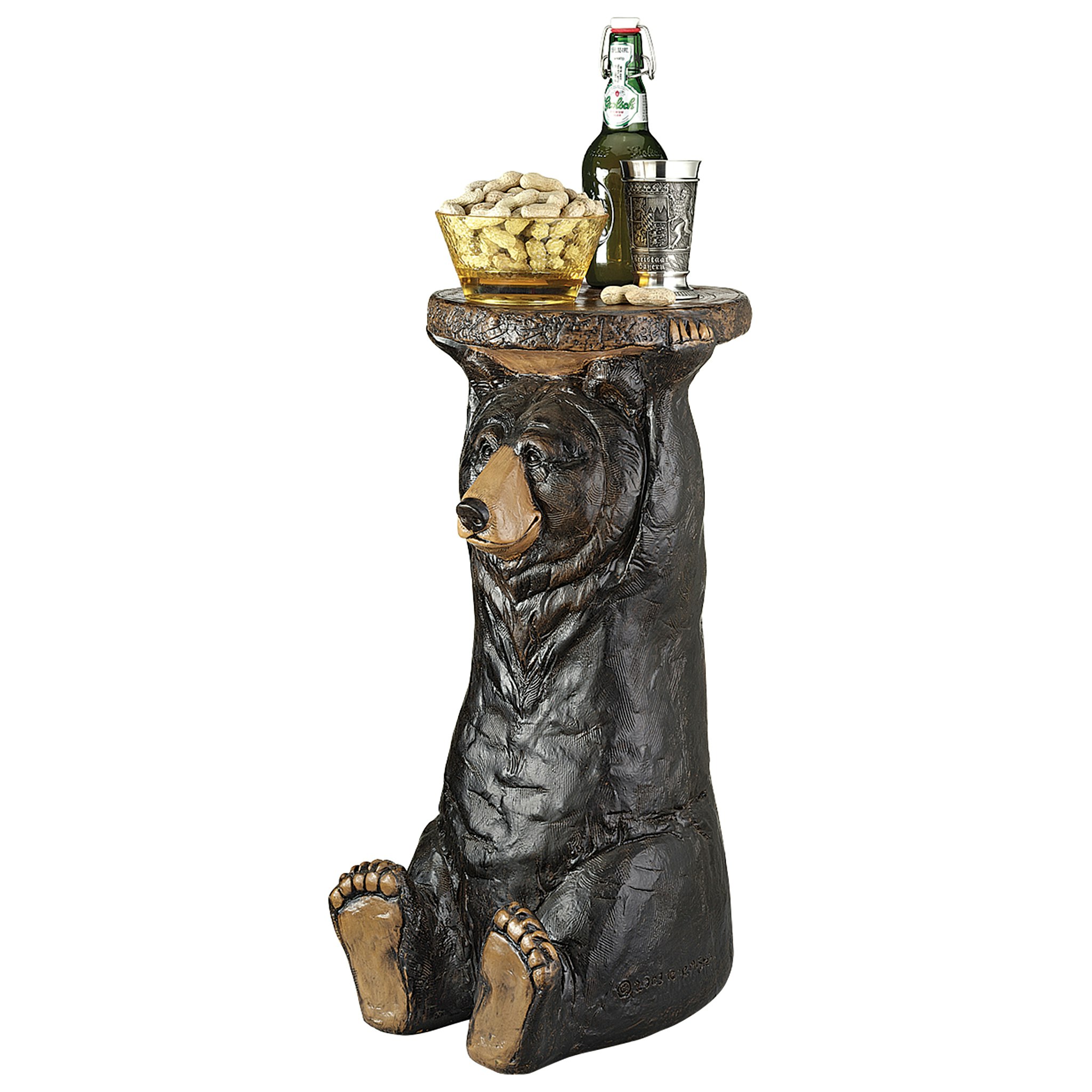 Toscano - Black Forest Bear Table Sculptural Pedestal in Designer Resin