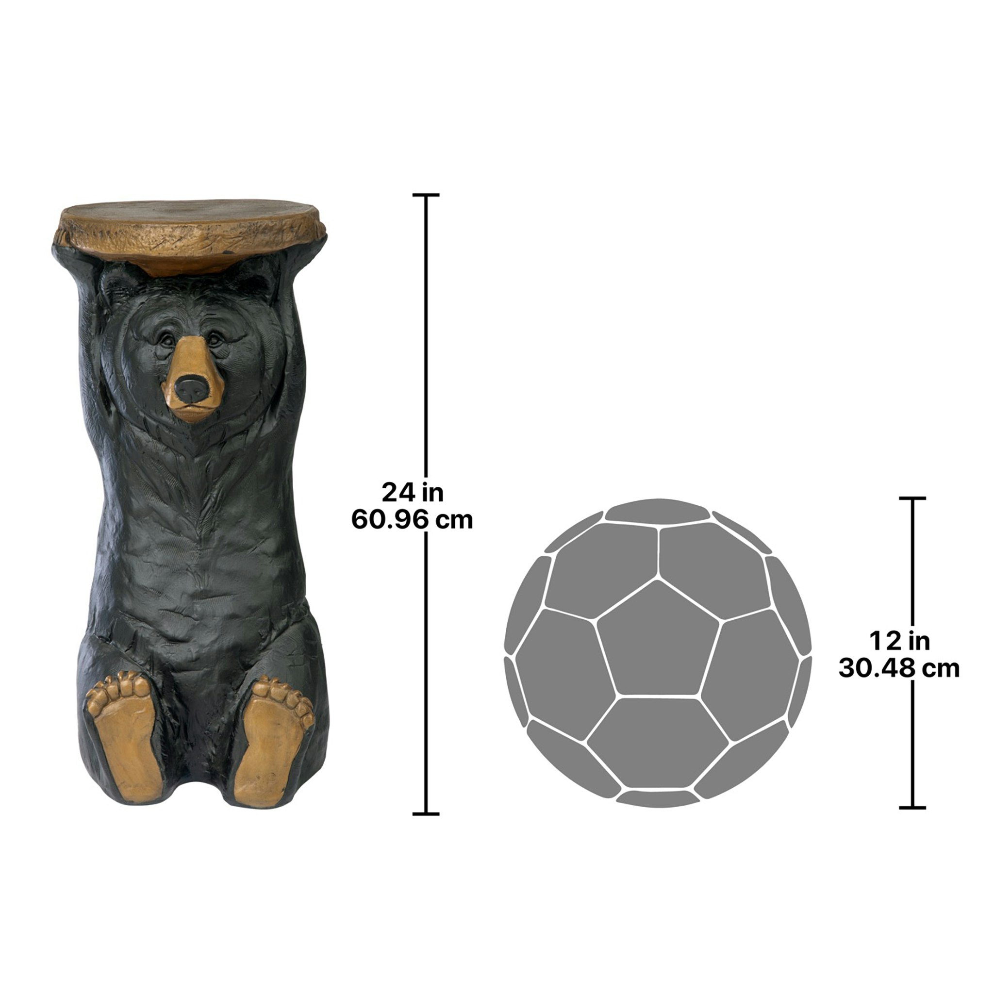 Toscano - Black Forest Bear Table Sculptural Pedestal in Designer Resin