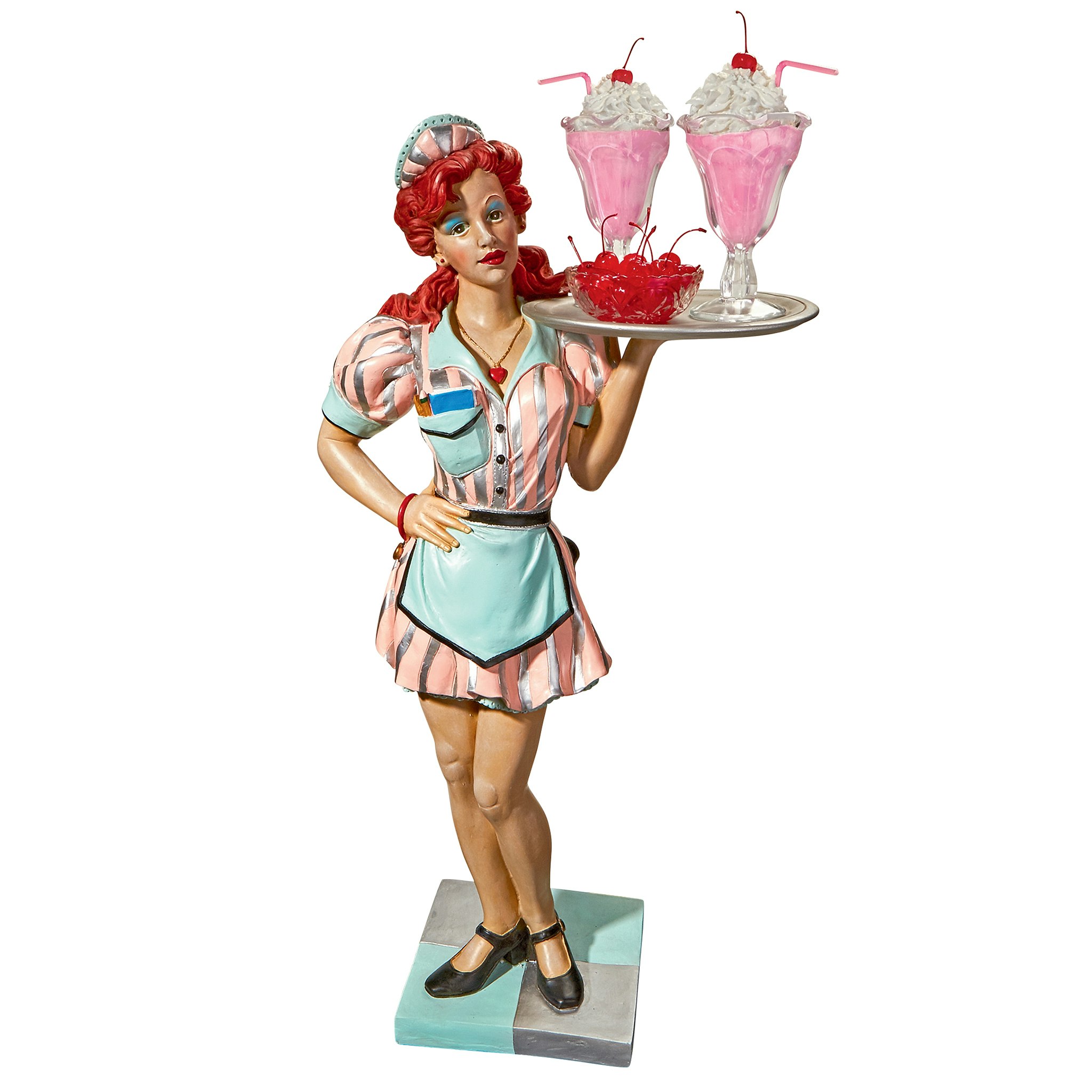 Toscano - Retro Rosie Diner Dame Waitress Sculptural Pedestal Table in Designer Resin