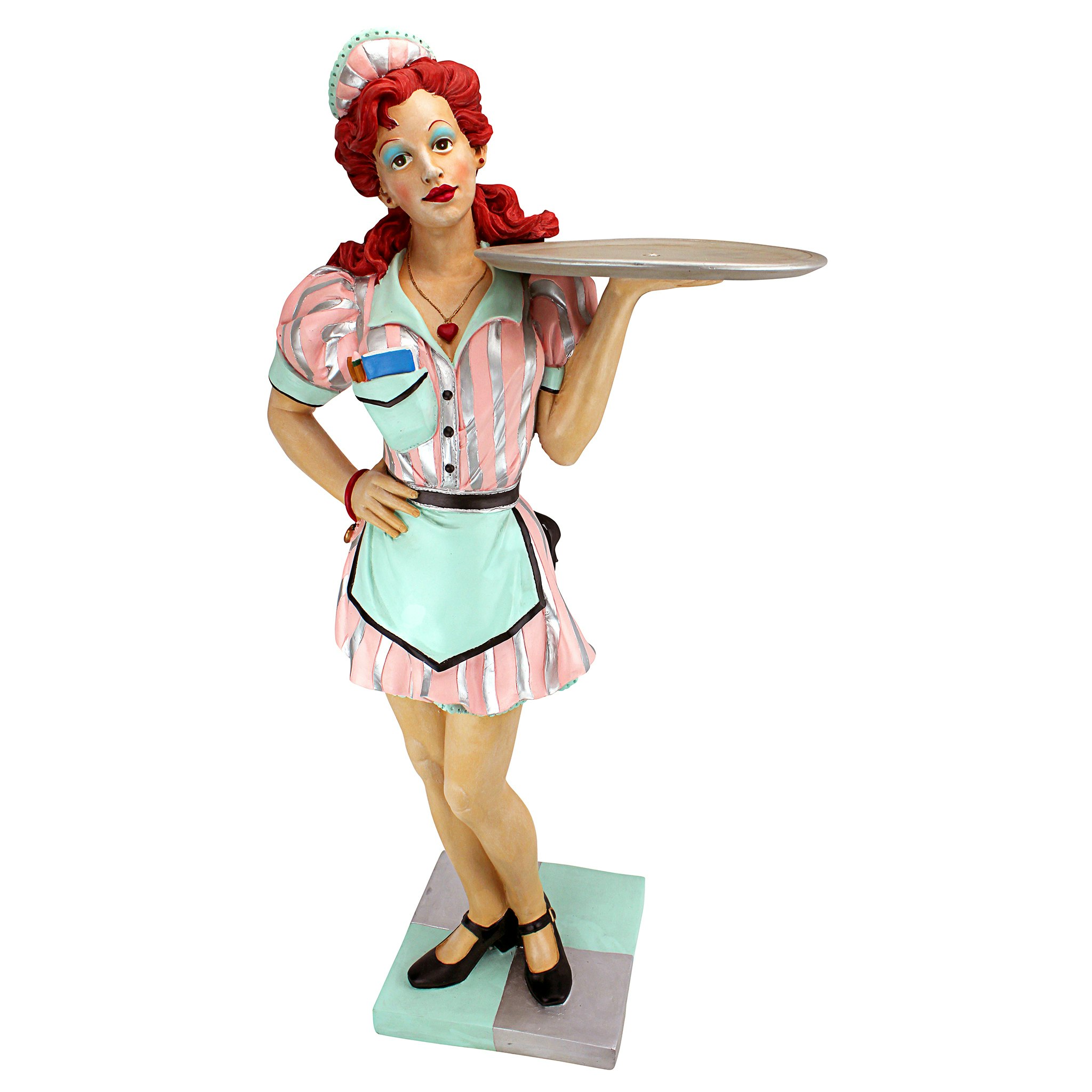 Toscano - Retro Rosie Diner Dame Waitress Sculptural Pedestal Table in Designer Resin