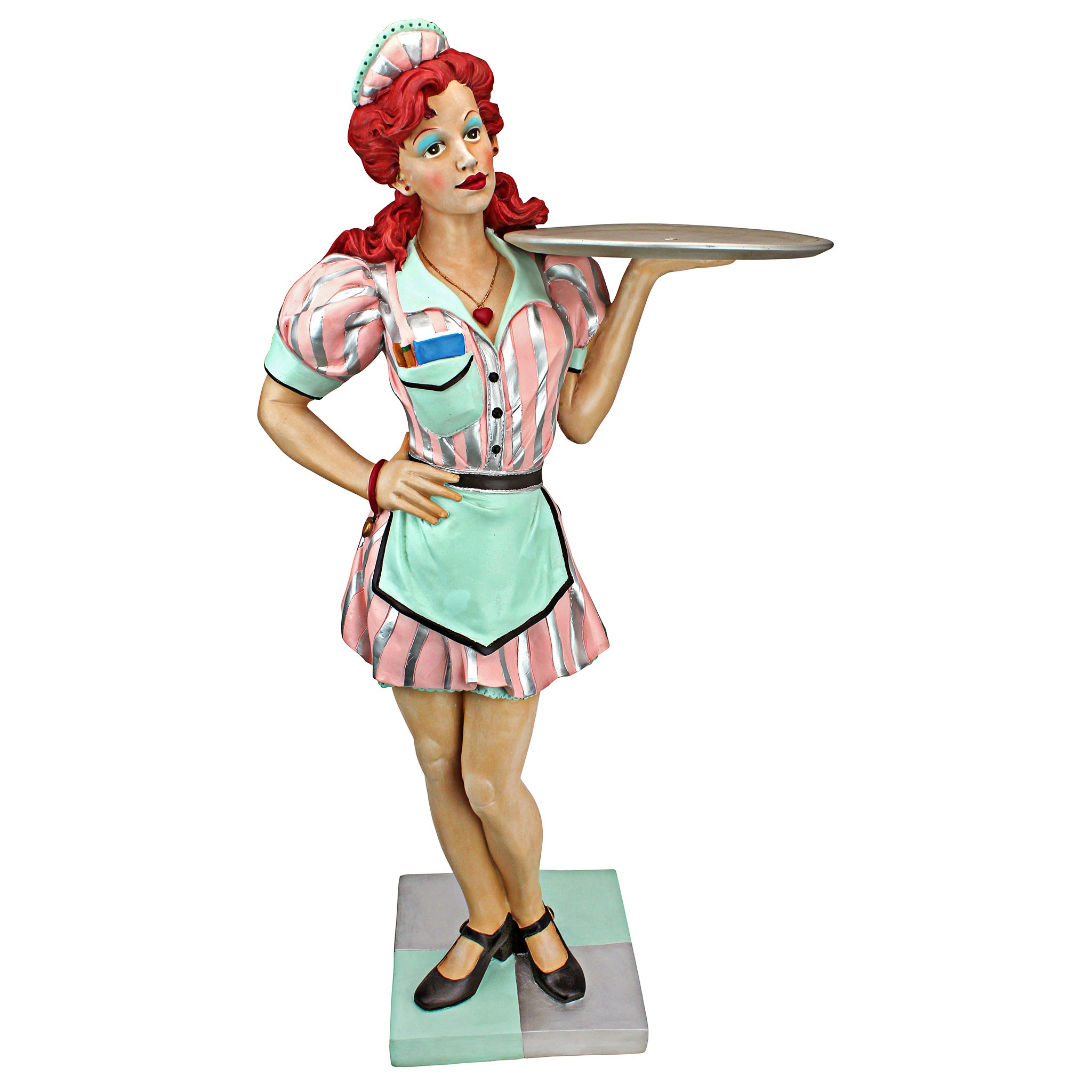 Toscano - Retro Rosie Diner Dame Waitress Sculptural Pedestal Table in Designer Resin