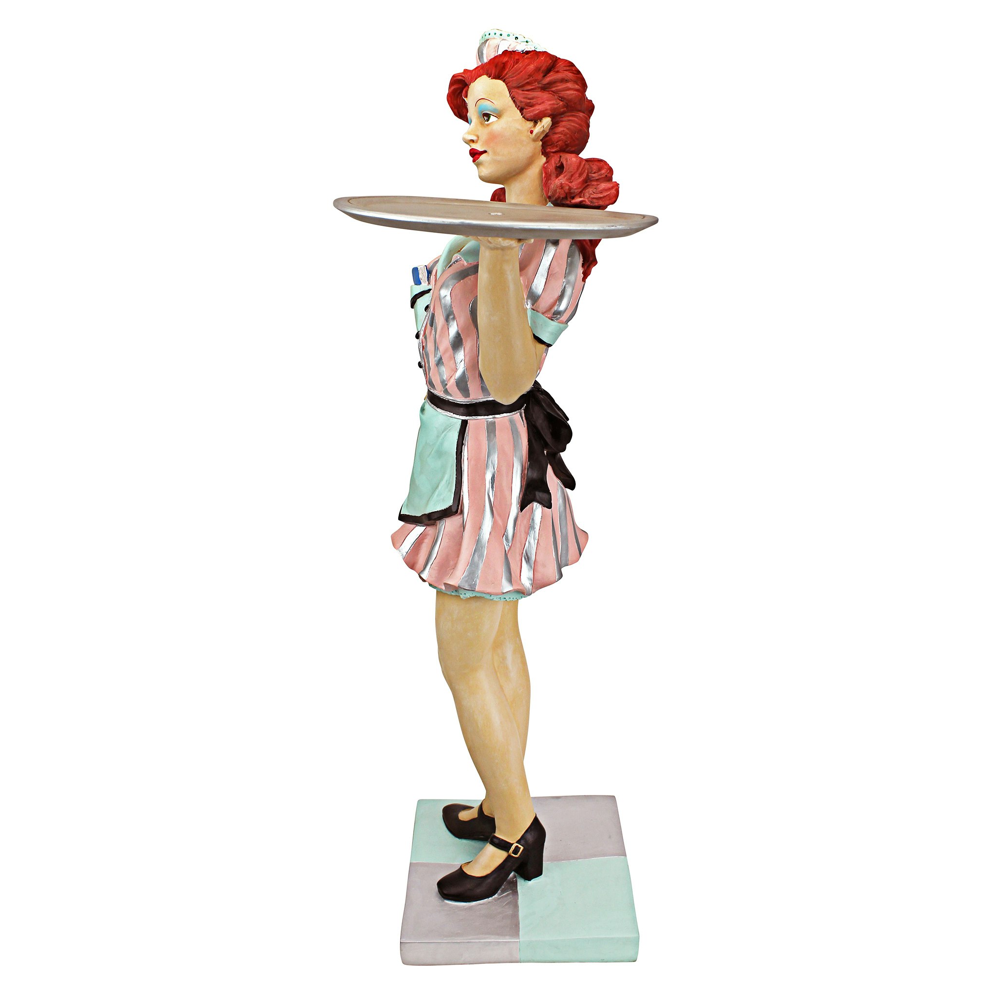 Toscano - Retro Rosie Diner Dame Waitress Sculptural Pedestal Table in Designer Resin