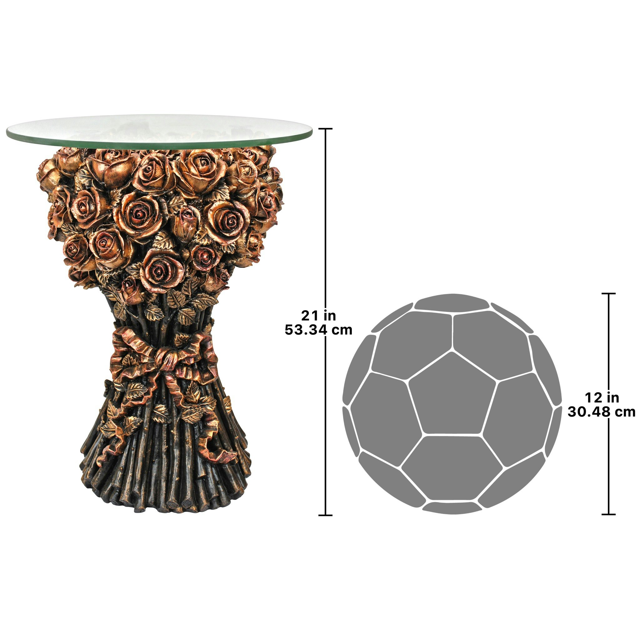 Toscano - Bouquet of Roses Sculptural Table in Gold, Designer Resin