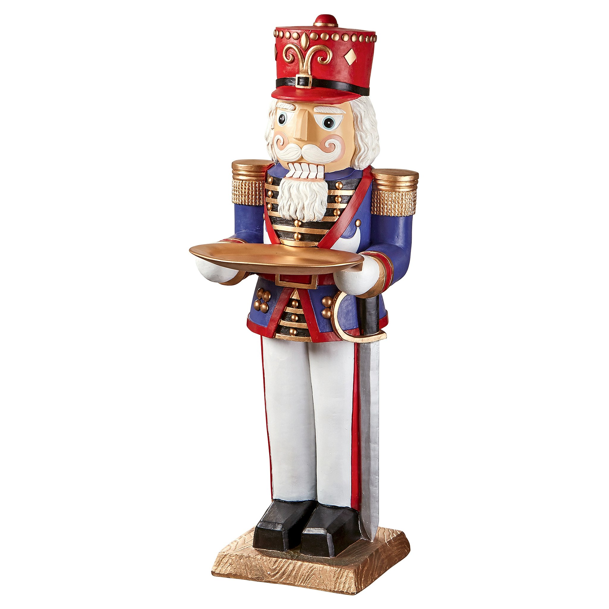 Toscano - Nutcracker Soldier Holiday Butler Sculptural Pedestal Table in Designer Resin