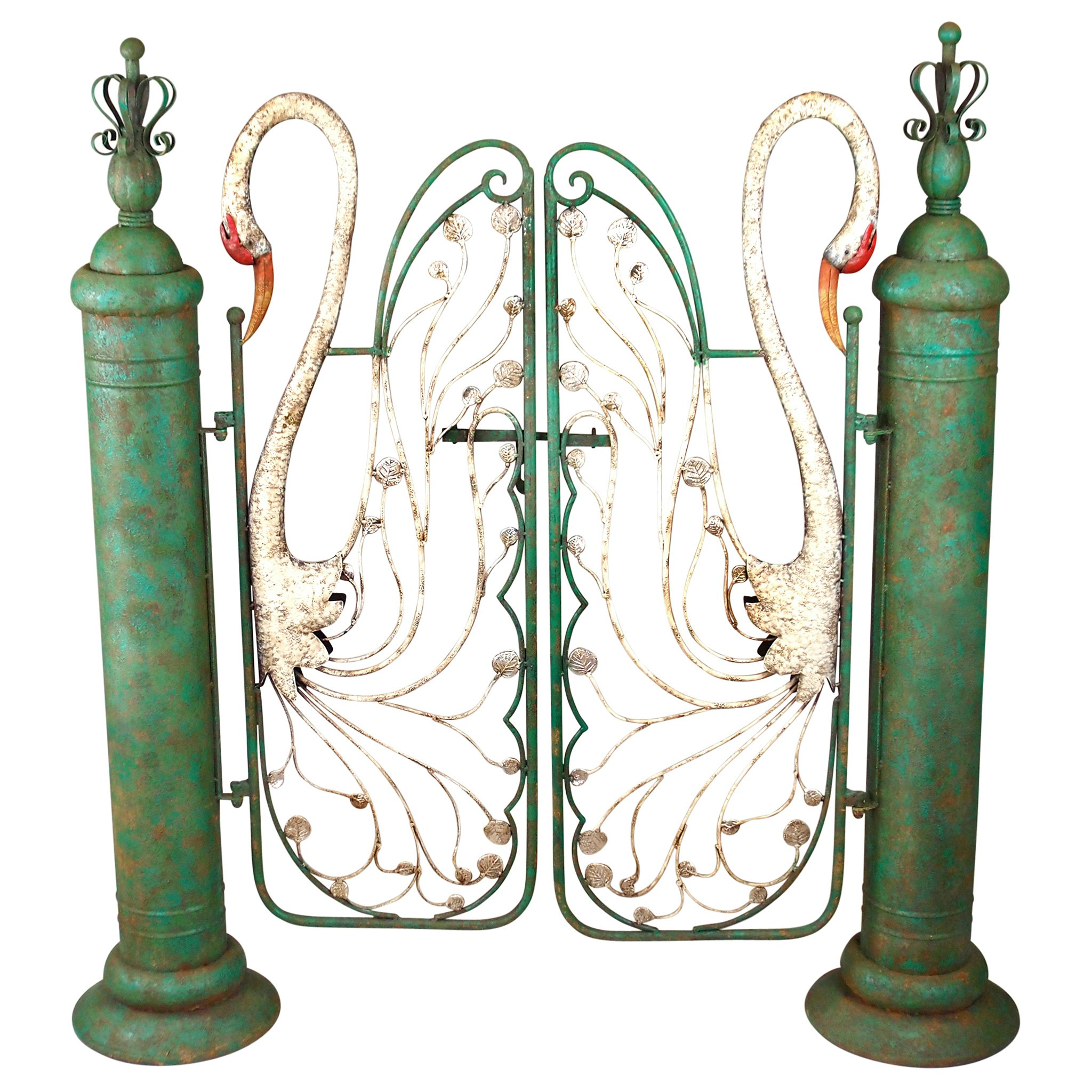 Toscano - Swan Serenade Entryway Garden Gate in Iron