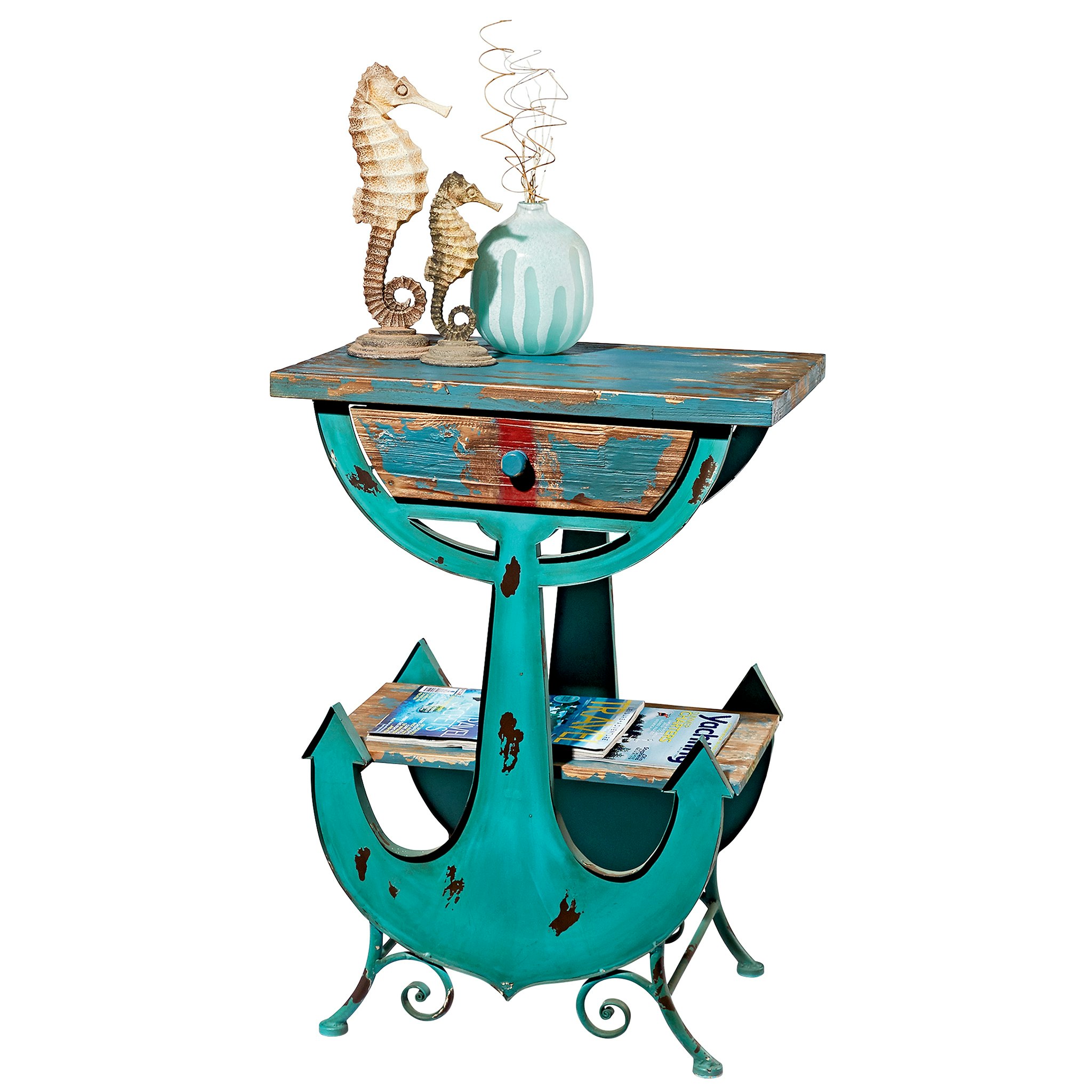 Toscano - Anchors Aweigh Vintage Coastal Sculptural Side Table in Iron