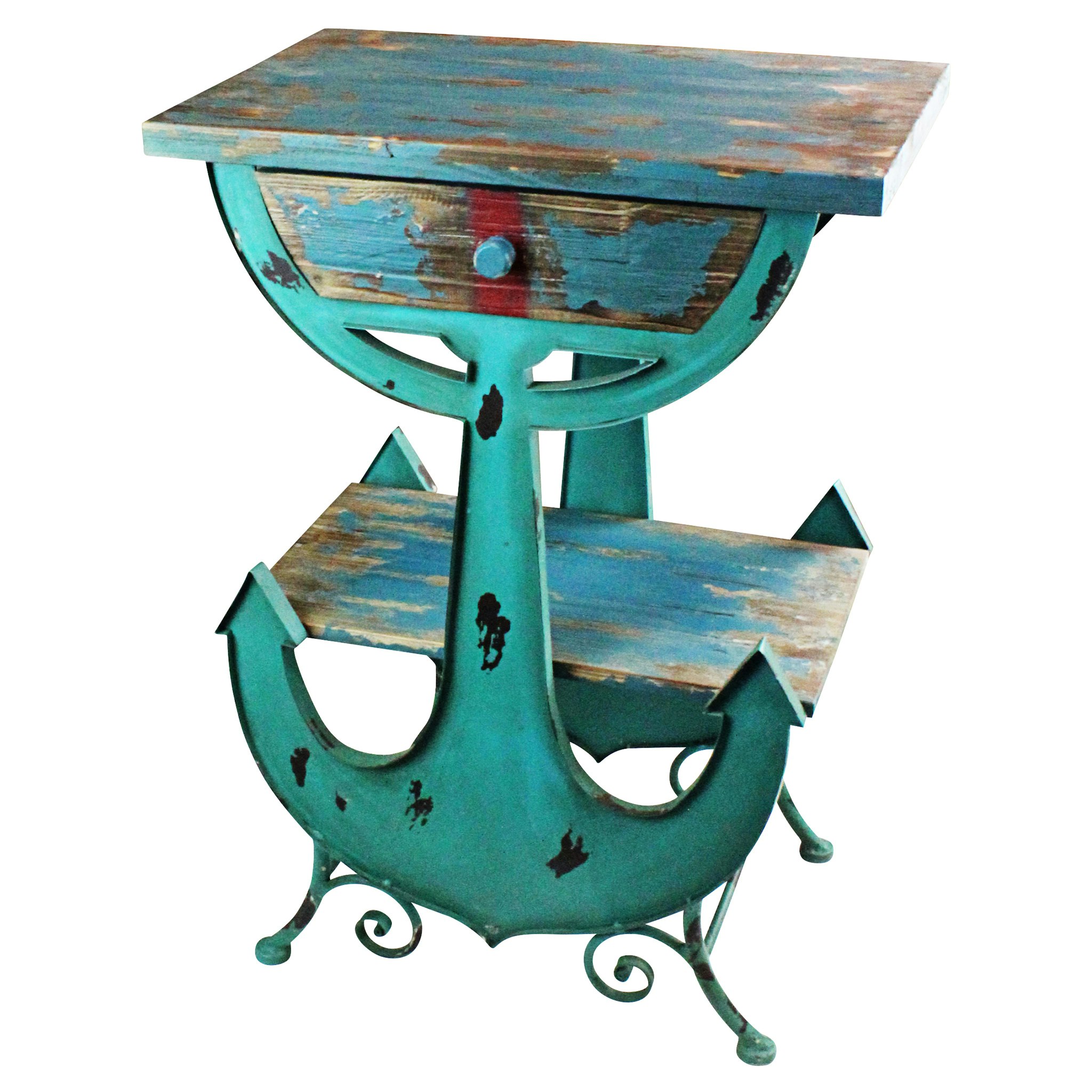 Toscano - Anchors Aweigh Vintage Coastal Sculptural Side Table in Iron