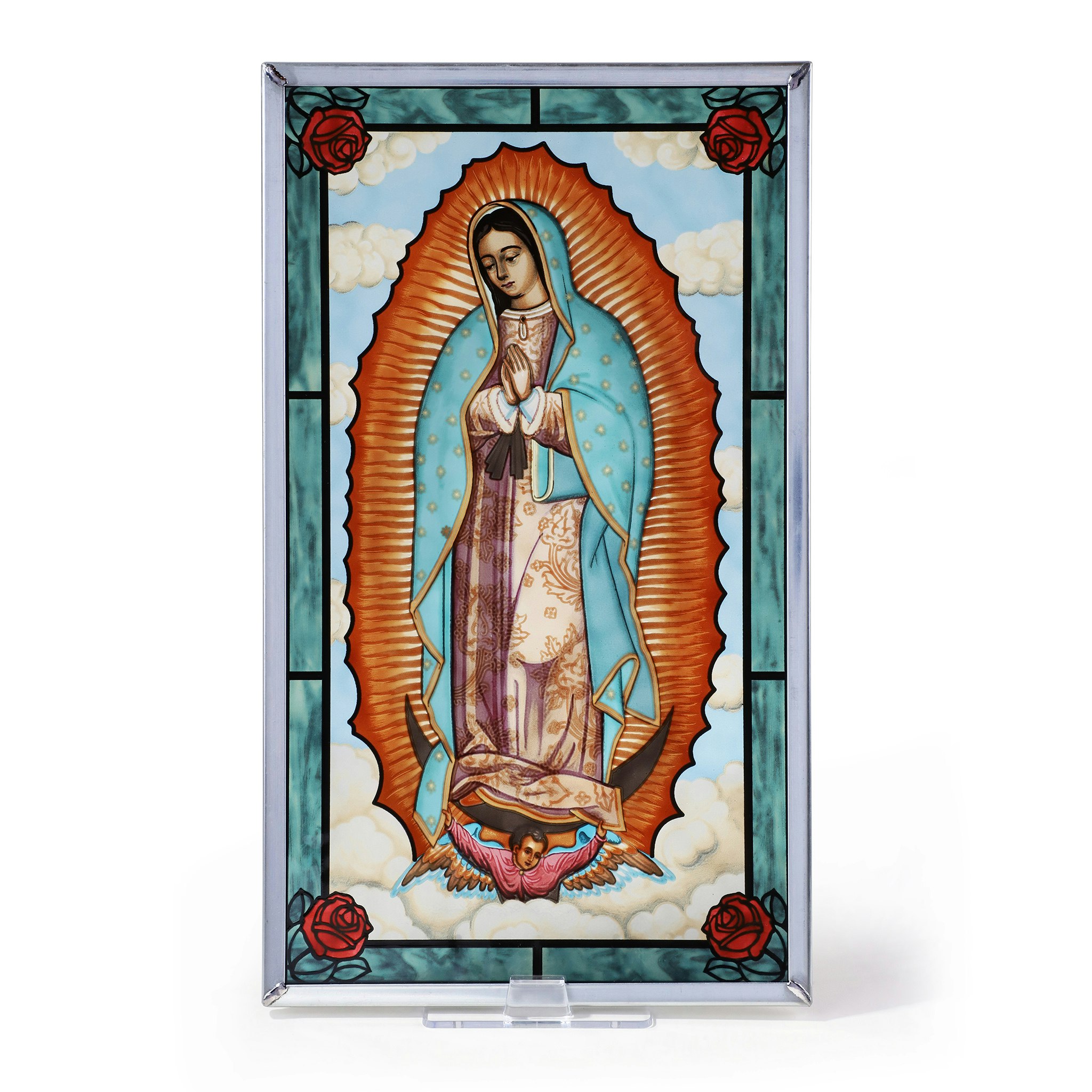 Toscano - The Virgin of Guadalupe Religious Art Glass Panel