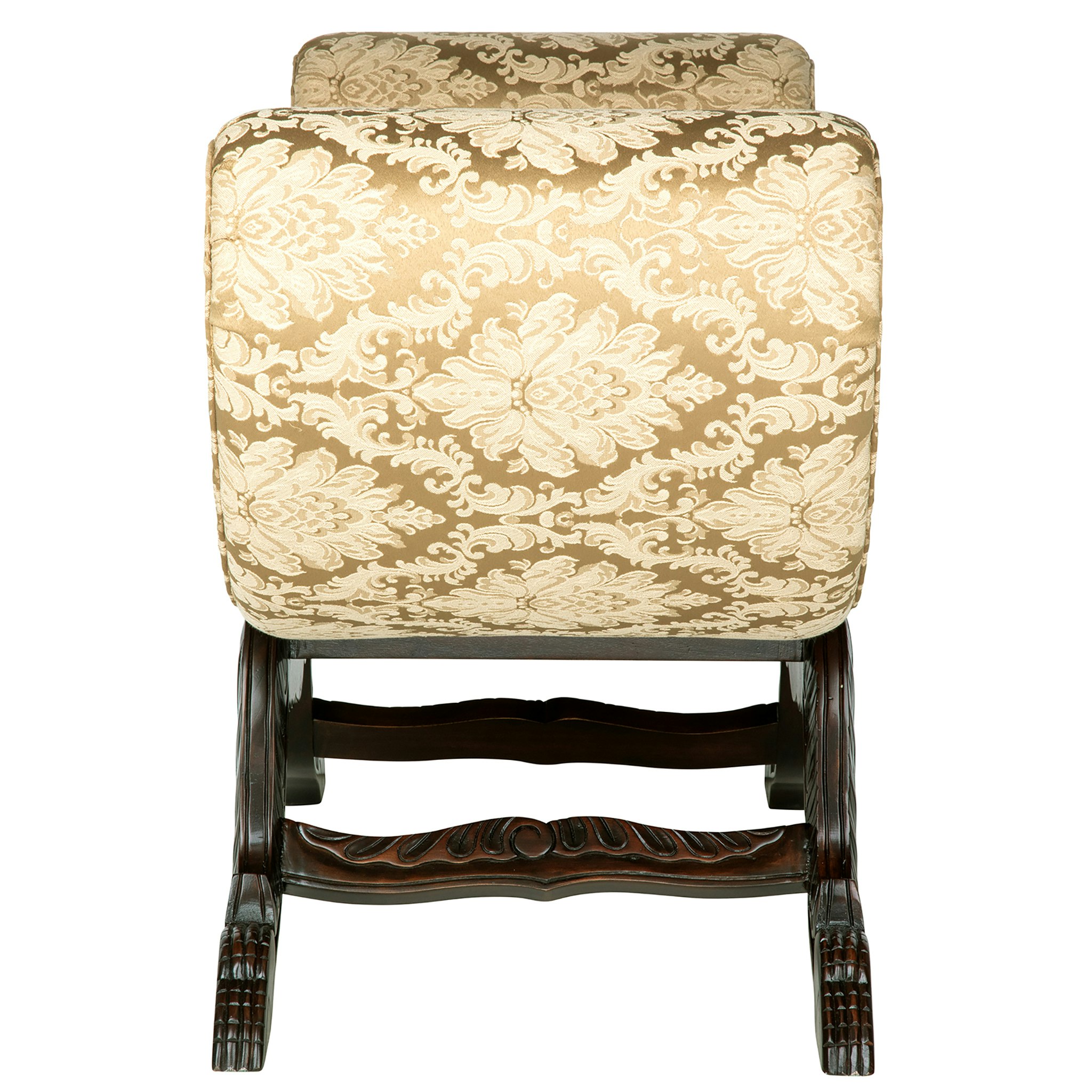 Toscano - Waldorf Rolled Arm Bench in Beige, Fabric/Mahogany