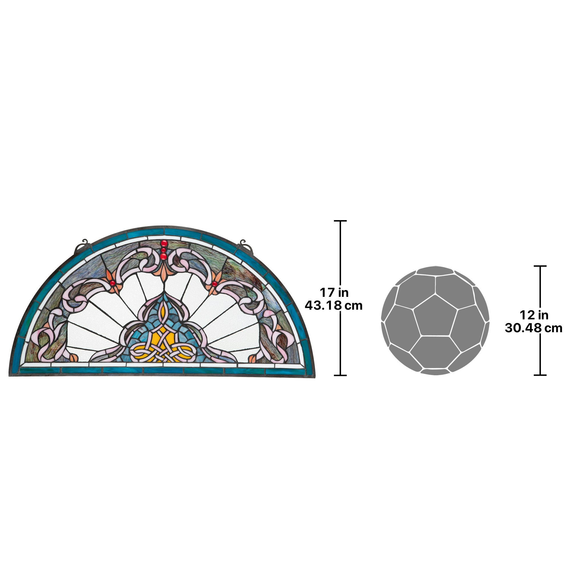 Toscano - Lady Astor Demi-Lune Stained Glass Window