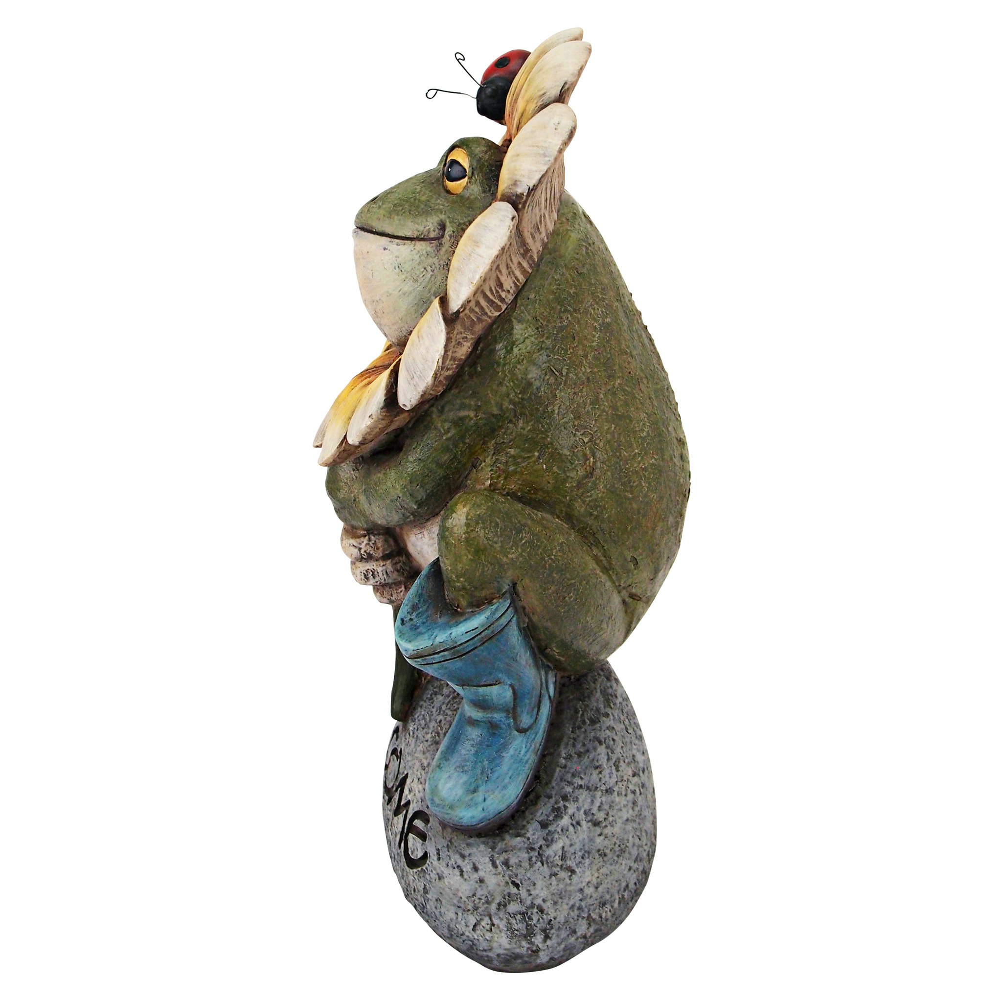 Toscano - Flowery Frog Garden Welcome Sign Statue