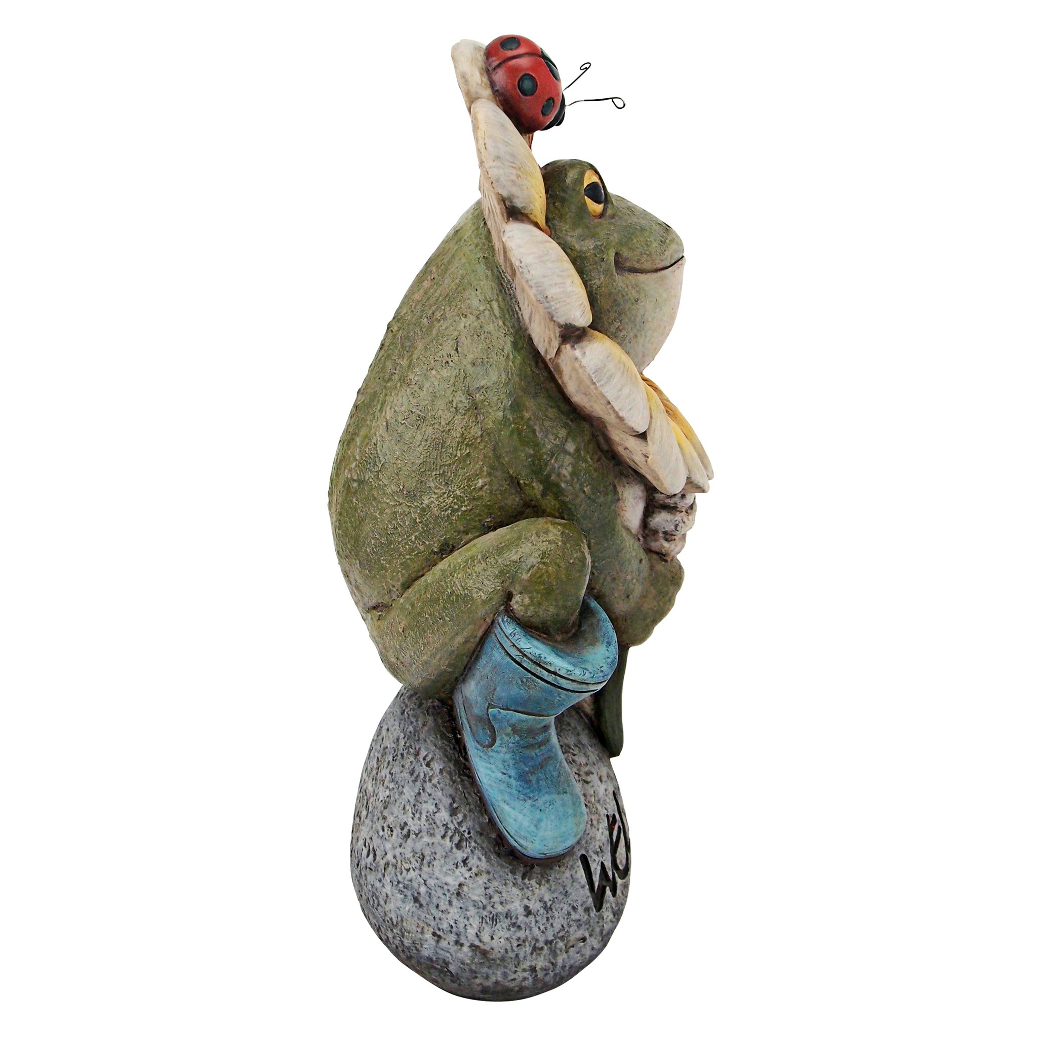 Toscano - Flowery Frog Garden Welcome Sign Statue