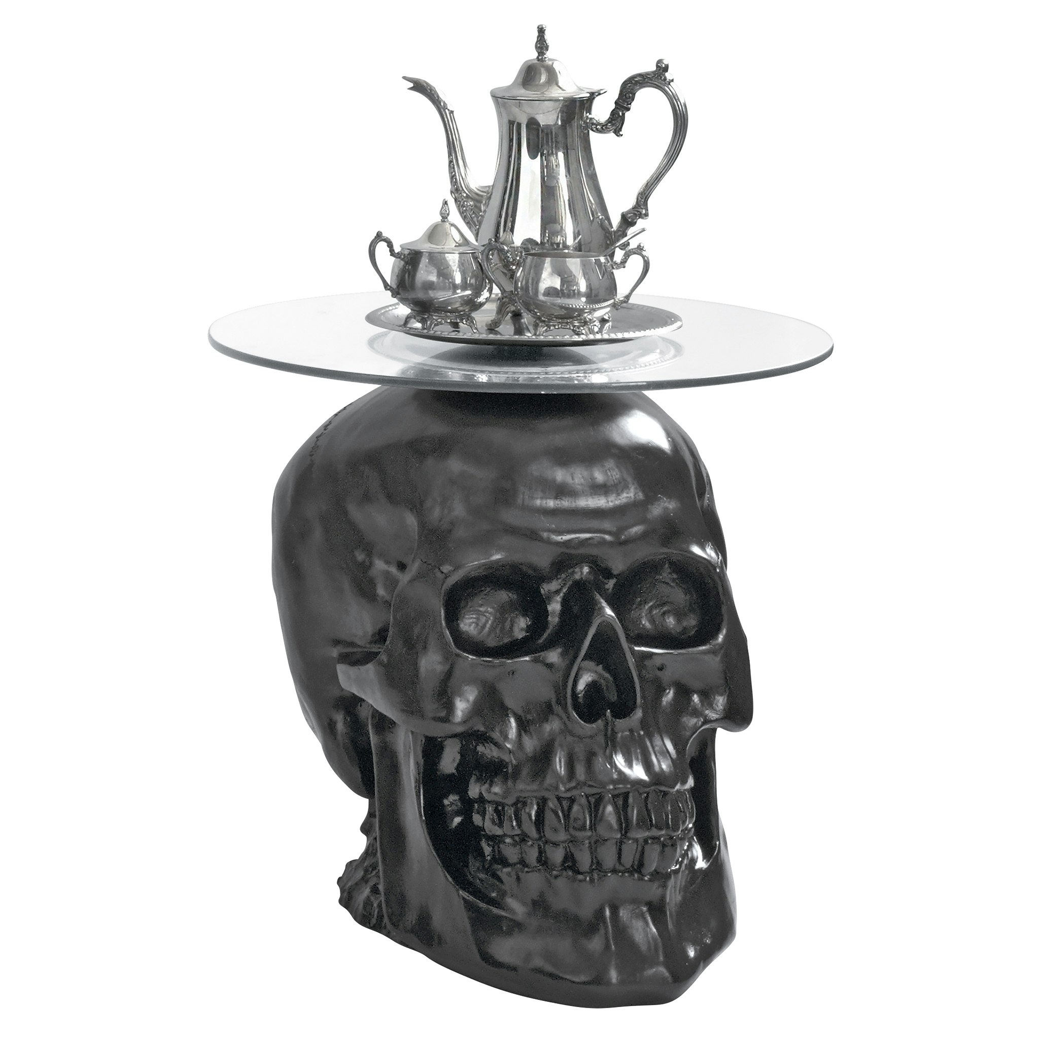 Toscano Lost Souls Gothic Skull Table - Black, Designer Resin