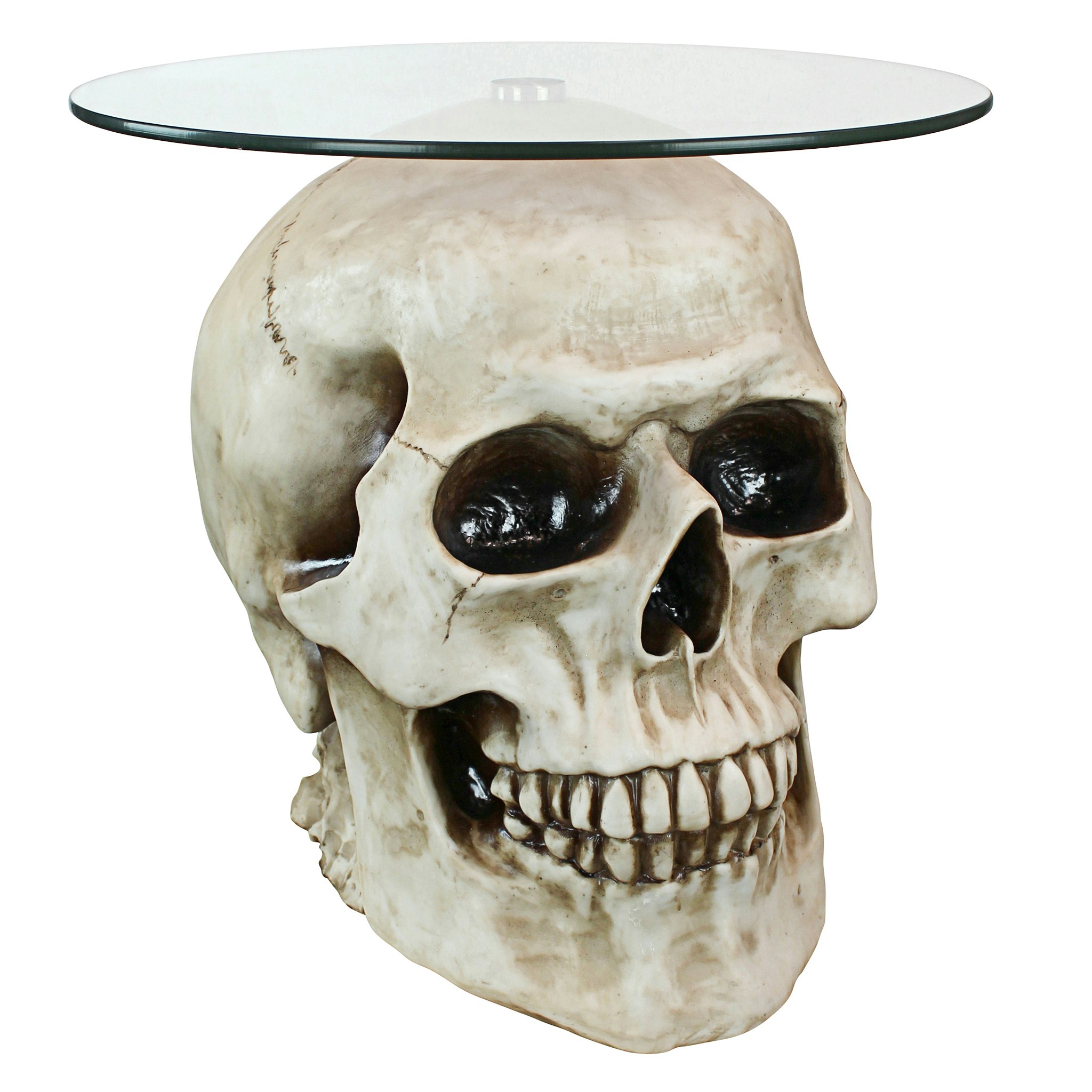 Toscano Lost Souls Gothic Skull Table - Bone, Designer Resin