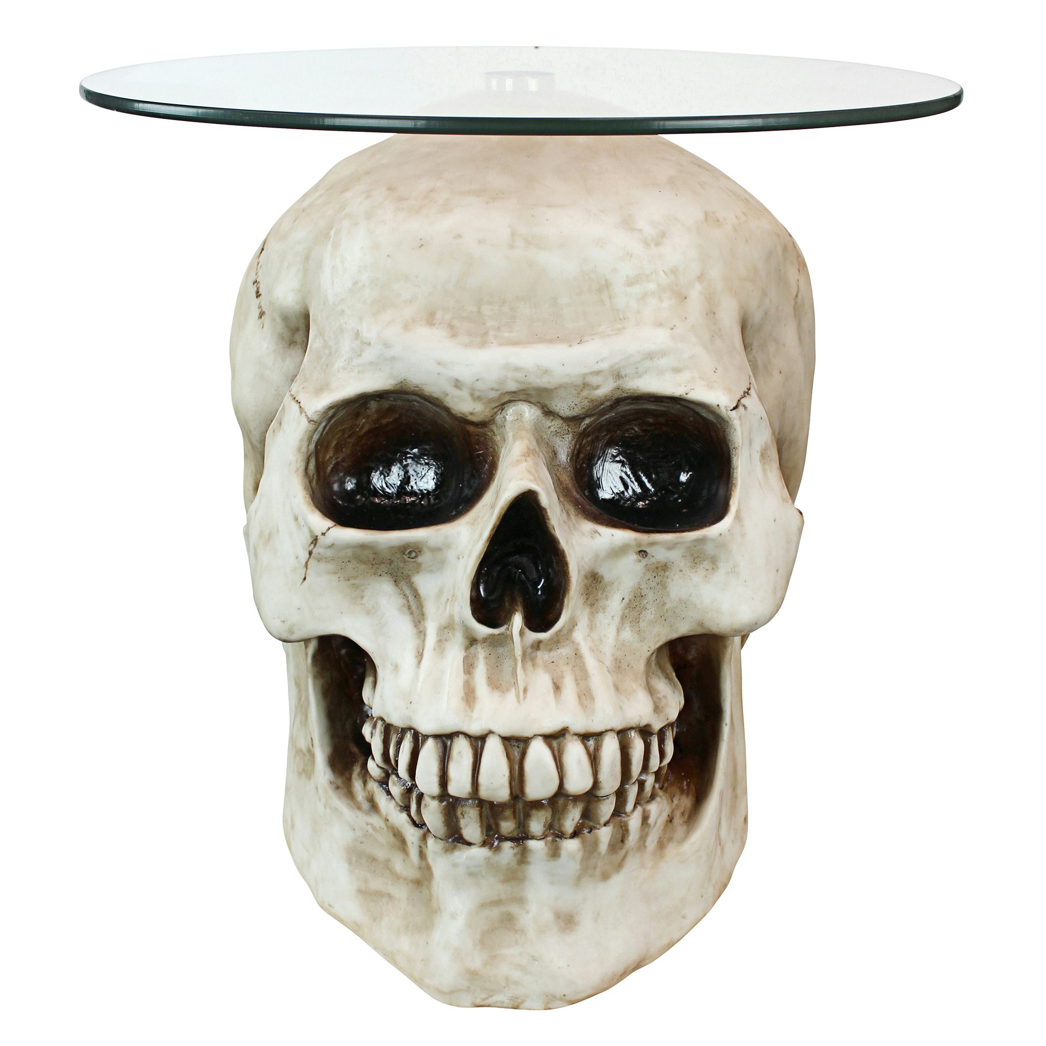 Toscano Lost Souls Gothic Skull Table - Bone, Designer Resin