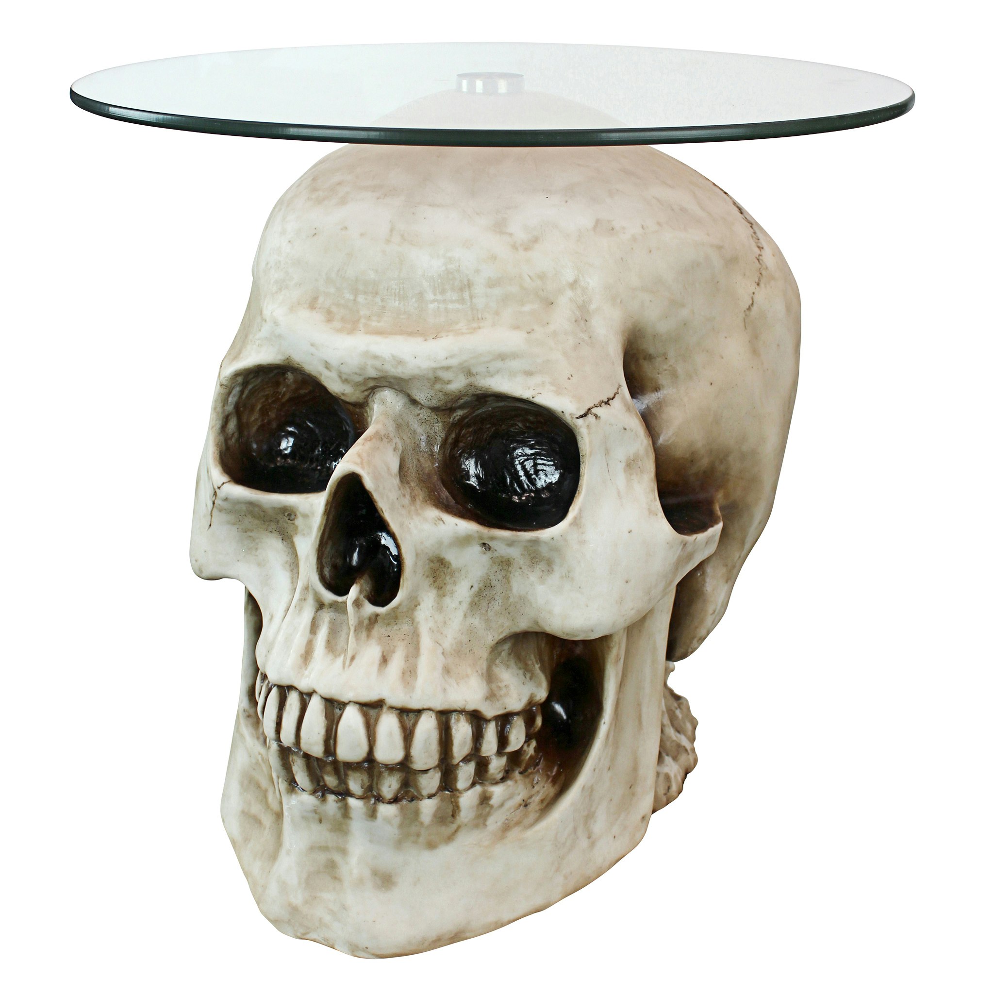 Toscano Lost Souls Gothic Skull Table - Bone, Designer Resin