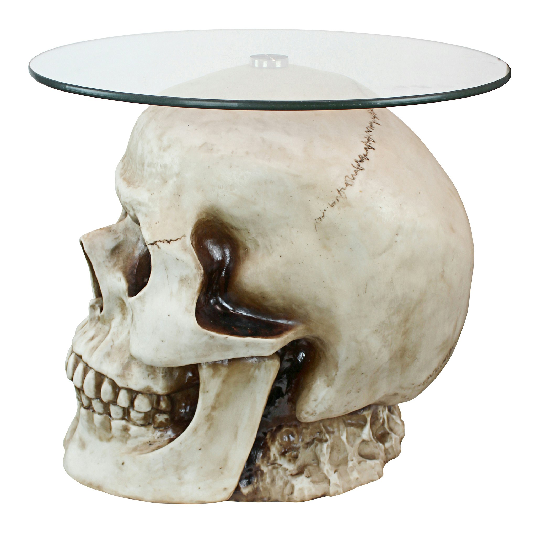 Toscano Lost Souls Gothic Skull Table - Bone, Designer Resin