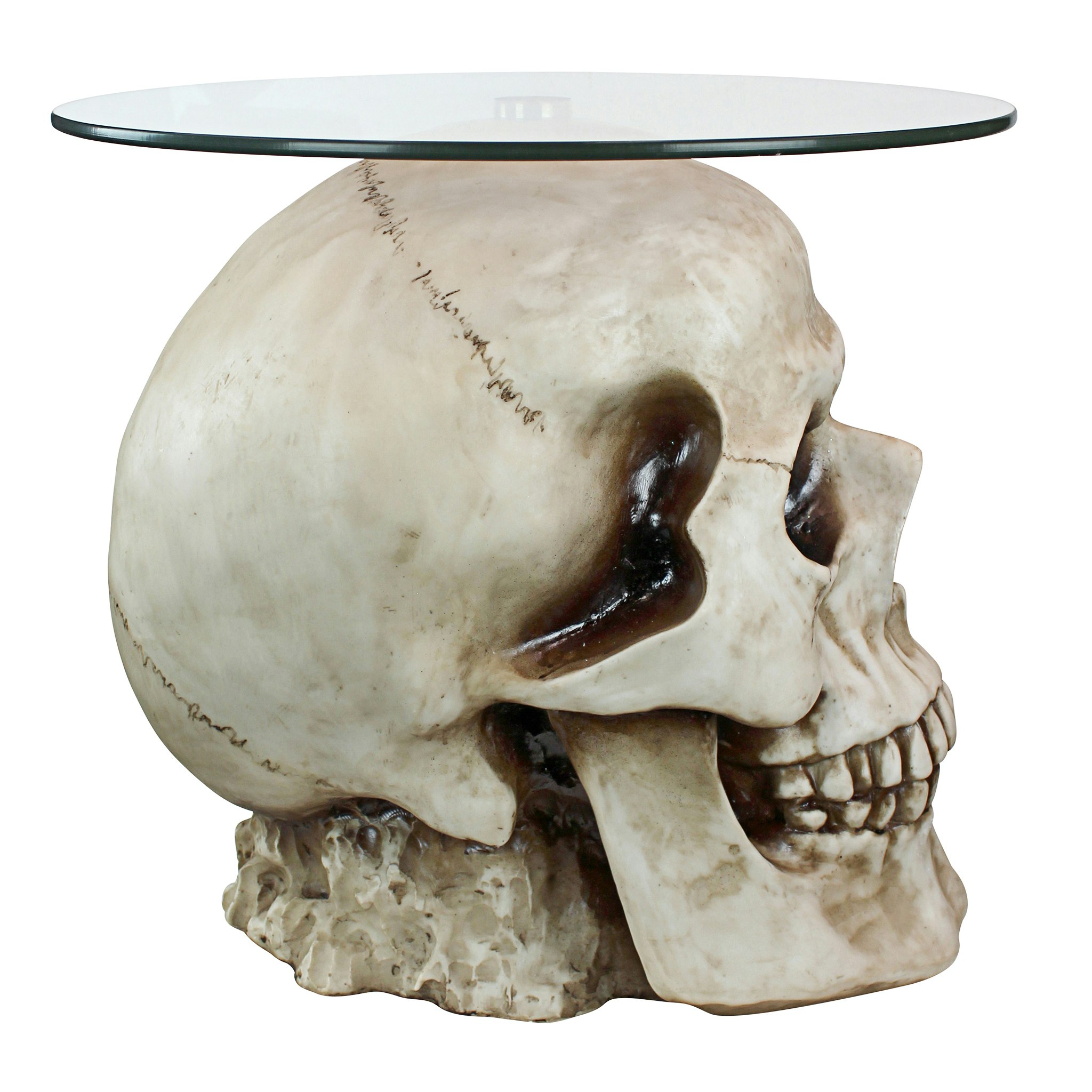 Toscano Lost Souls Gothic Skull Table - Bone, Designer Resin