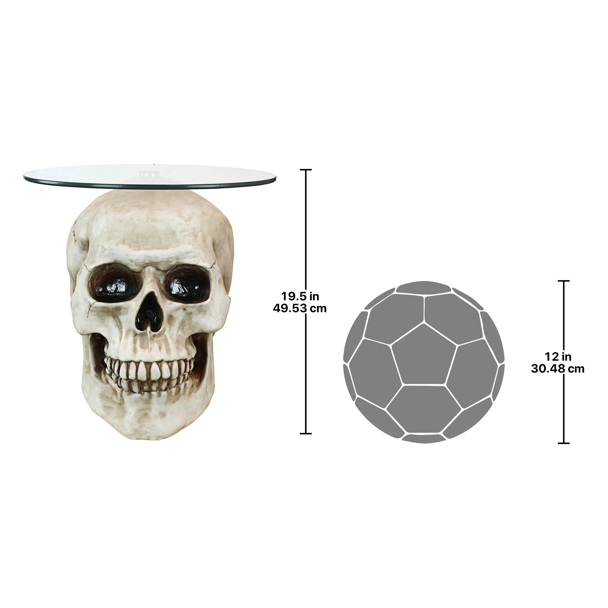 Toscano Lost Souls Gothic Skull Table - Bone, Designer Resin