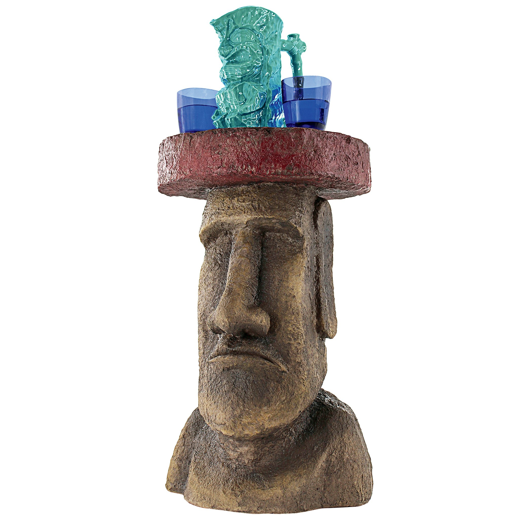 Toscano - Easter Island Polynesian Moai Head Sculptural Side Table in Designer Resin