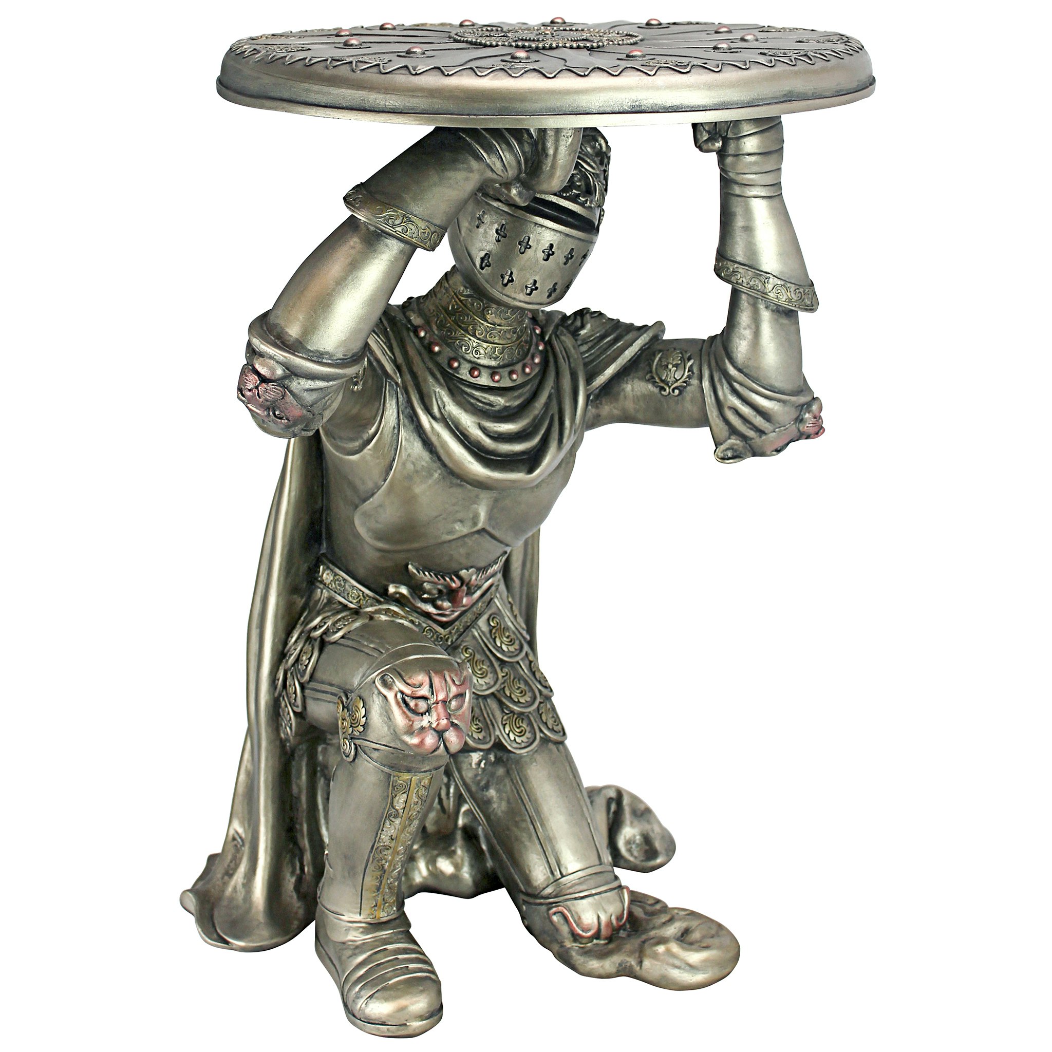 Toscano - Battle of Slaughterbridge Gothic Knight Sculptural Side Table in Designer Resin