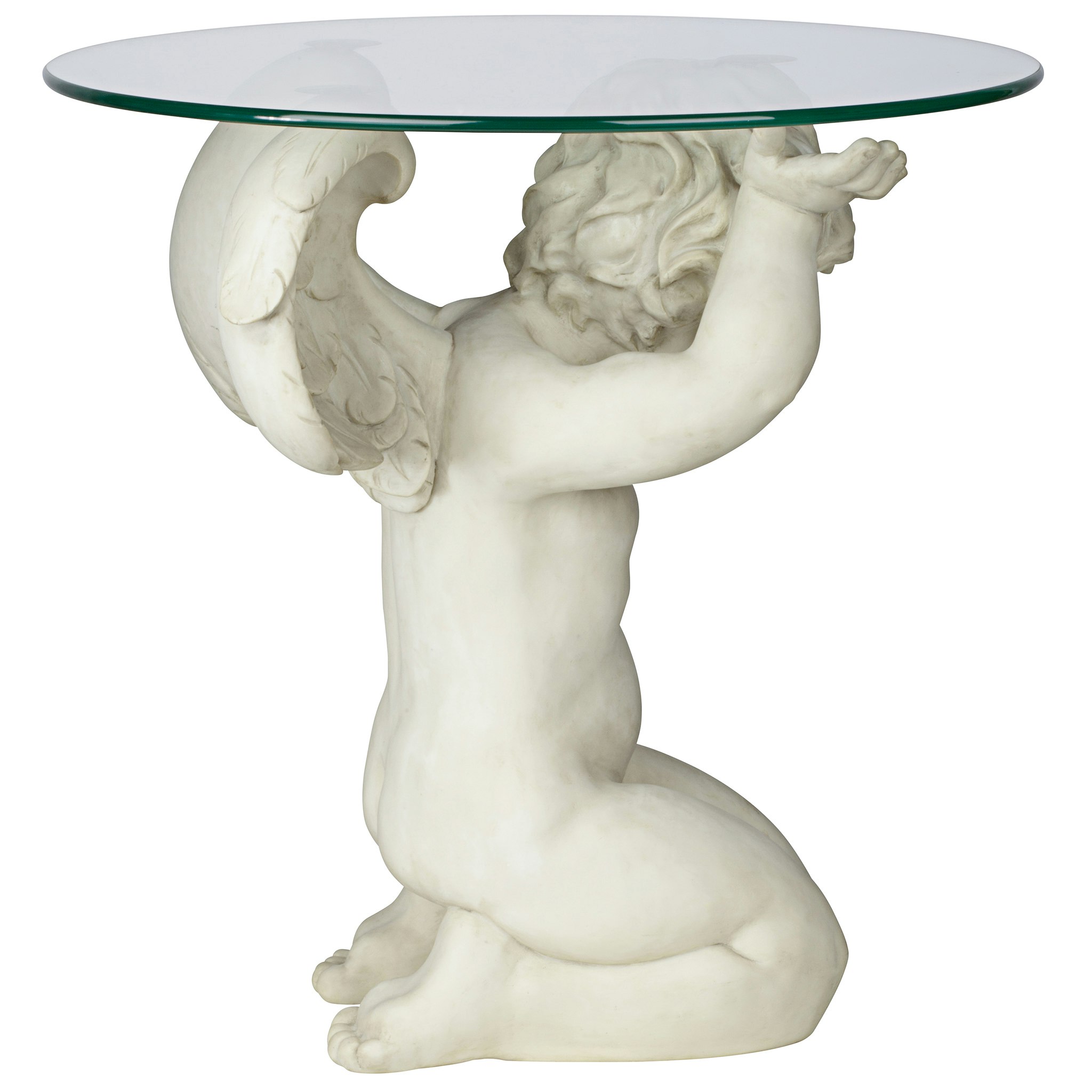 Toscano - Cherubs Care Angelic Sculptural Table in Antique Stone, Designer Resin