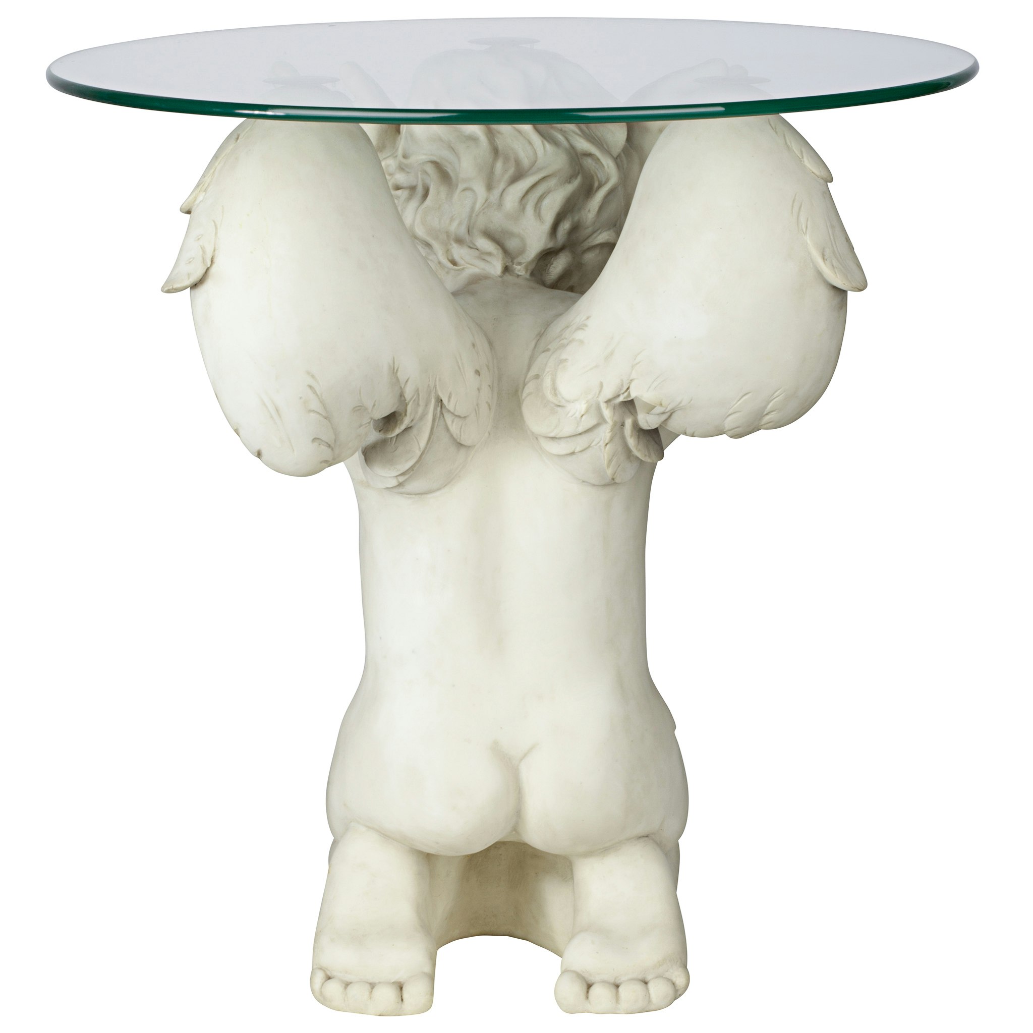 Toscano - Cherubs Care Angelic Sculptural Table in Antique Stone, Designer Resin