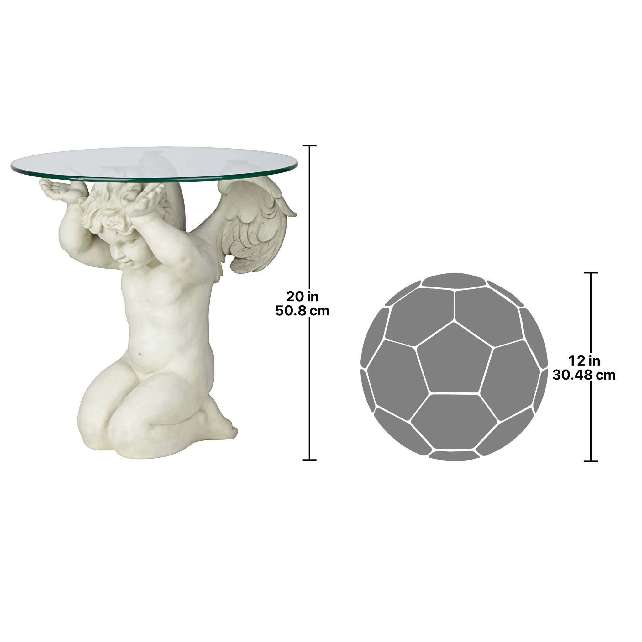 Toscano - Cherubs Care Angelic Sculptural Table in Antique Stone, Designer Resin